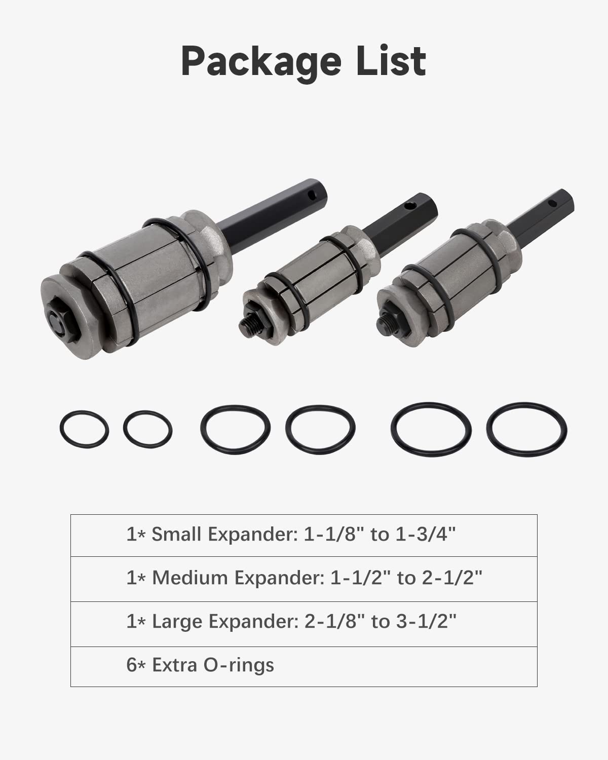 MaXpeedingrods Exhaust Pipe Expander Kit – 3 Sizes (1-1/8" To 3-1/2") With O-Rings & Case - View #2