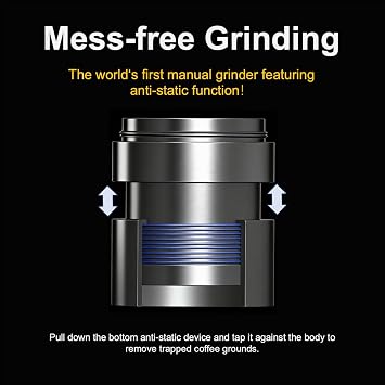 V4 Manual Coffee Grinder with Foldable Handle and External Adjustment, Espresso Drip Coffee Grinder with Aluminum Alloy Body & Stainless Steel Burr for Consistent Grind Travel Camping Home Use