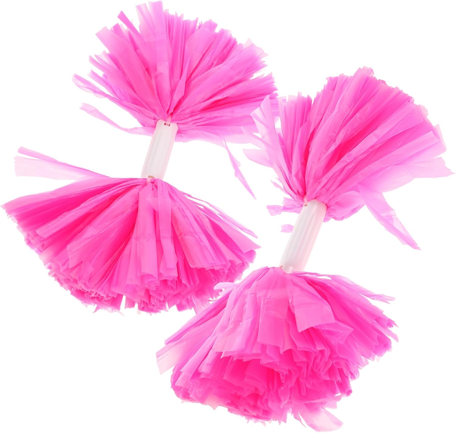 2pcs Cheerleading Pom Poms Pink Plastic with Handle for Adults