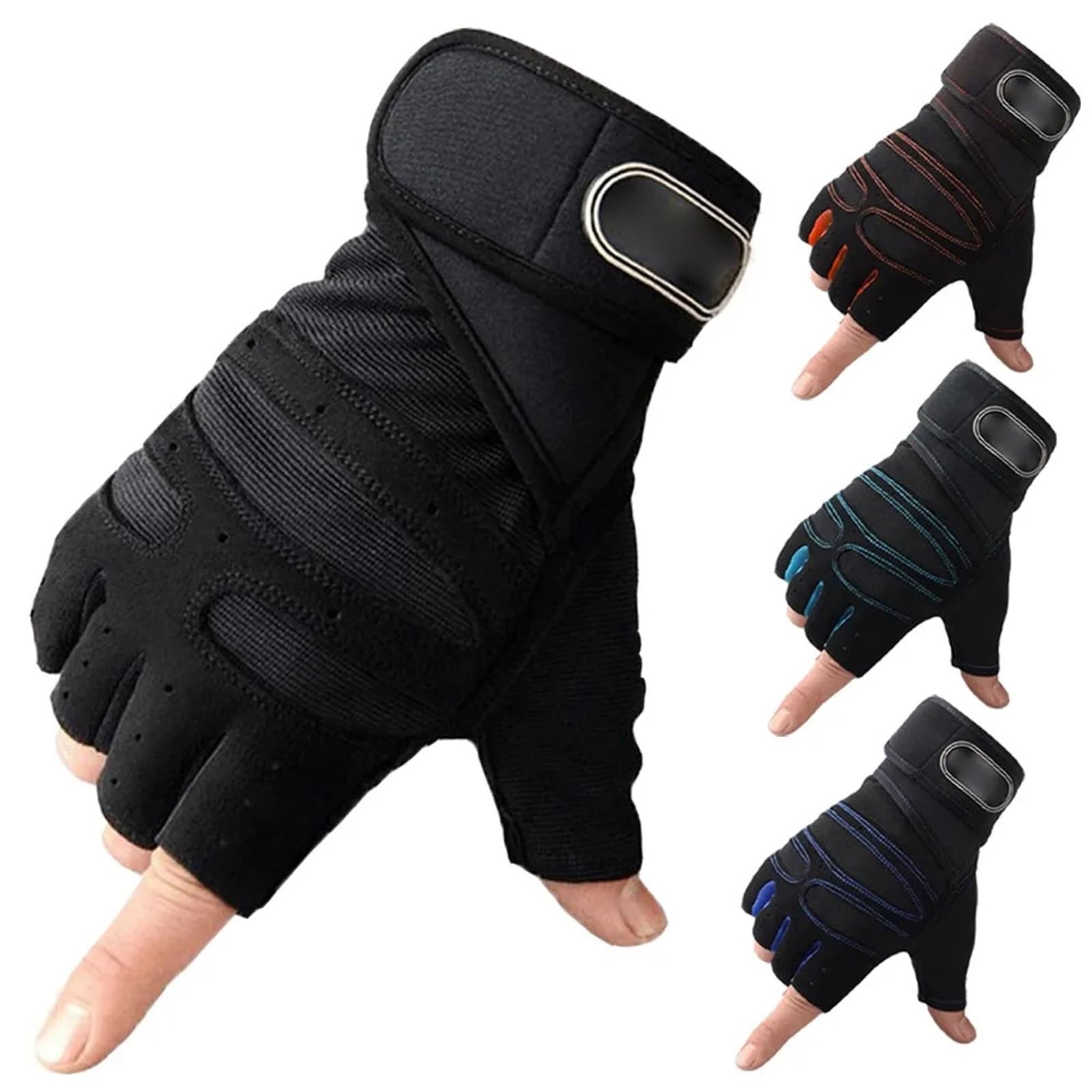 Rękawiczki z odkrytymi palcami, 2 pary damskich rękawiczek rowerowych bez palców(Black Blue,X Large)