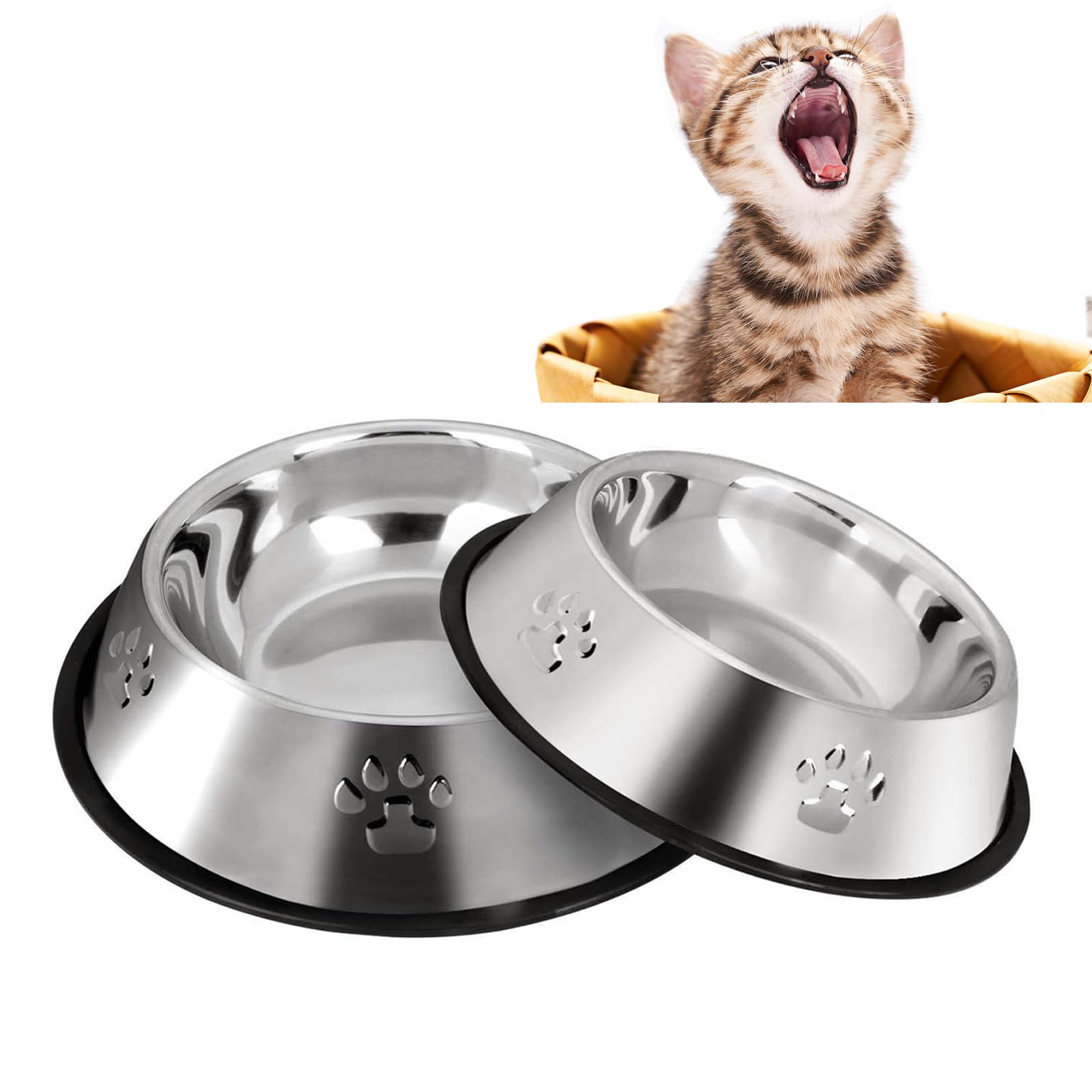 Gamelles pour chien acier inoxydable lot de 2 écuelles animaux eau nourriture