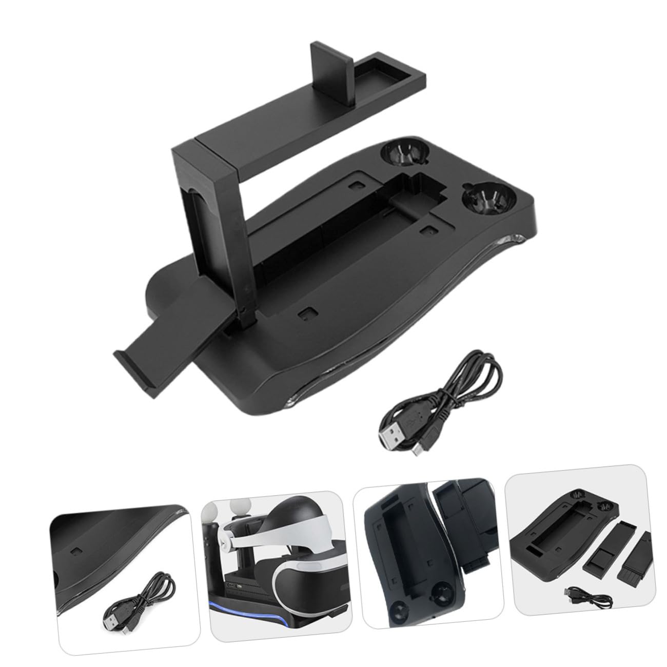 jojofuny Konsolenständer mit Organizer und Aufbewahrung Vr Controller aus ABS Schwarzer Stand für Gaming und Vr Controller Ladestation