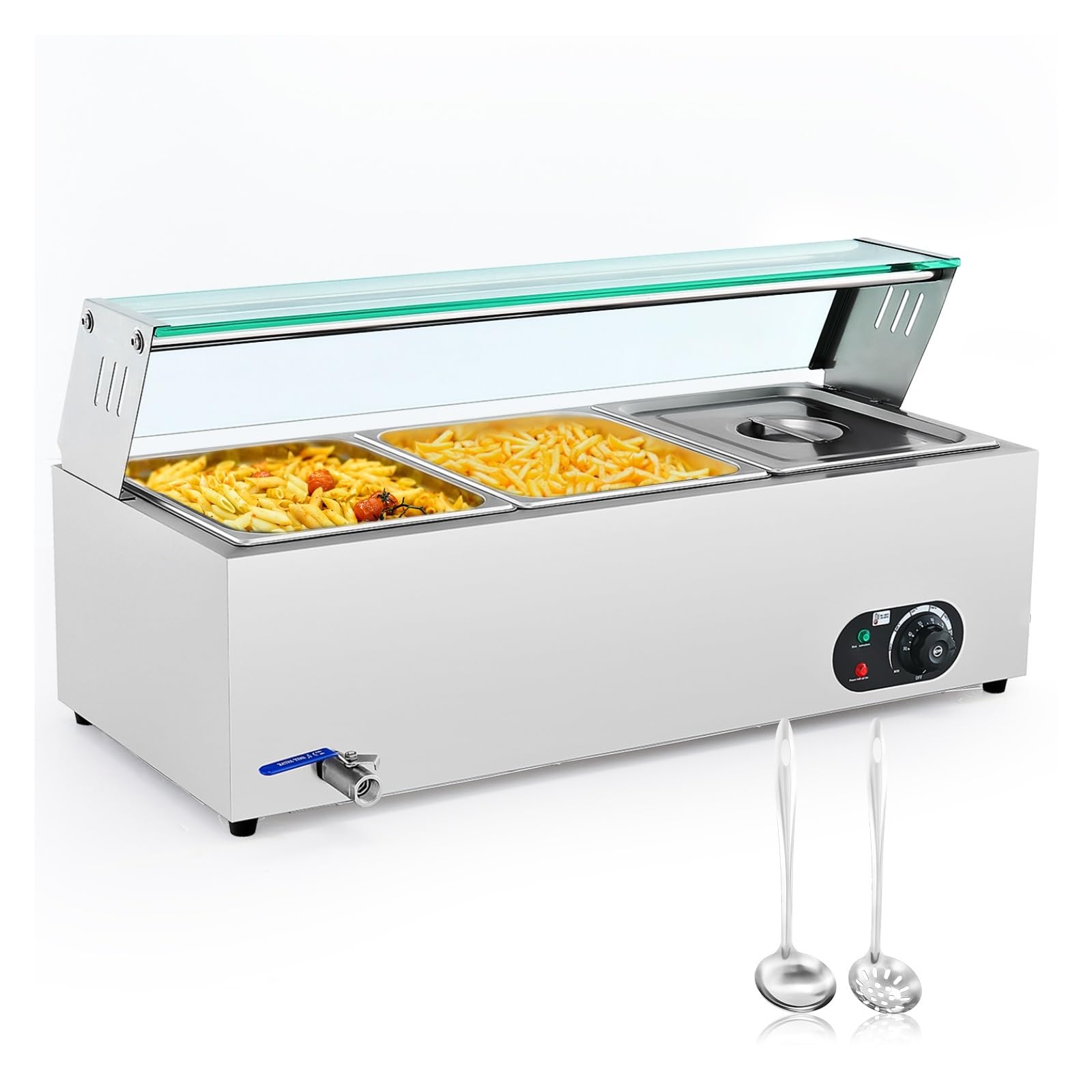 Scaldavivande elettrico commerciale a 3 vaschette, 1200 W, bagnomaria, e, tavolo da banco Efficienza
