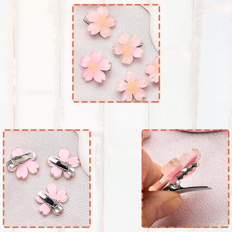 Pinzas de flores rosas pequeñas para cabello, 20 piezas miniatura 5