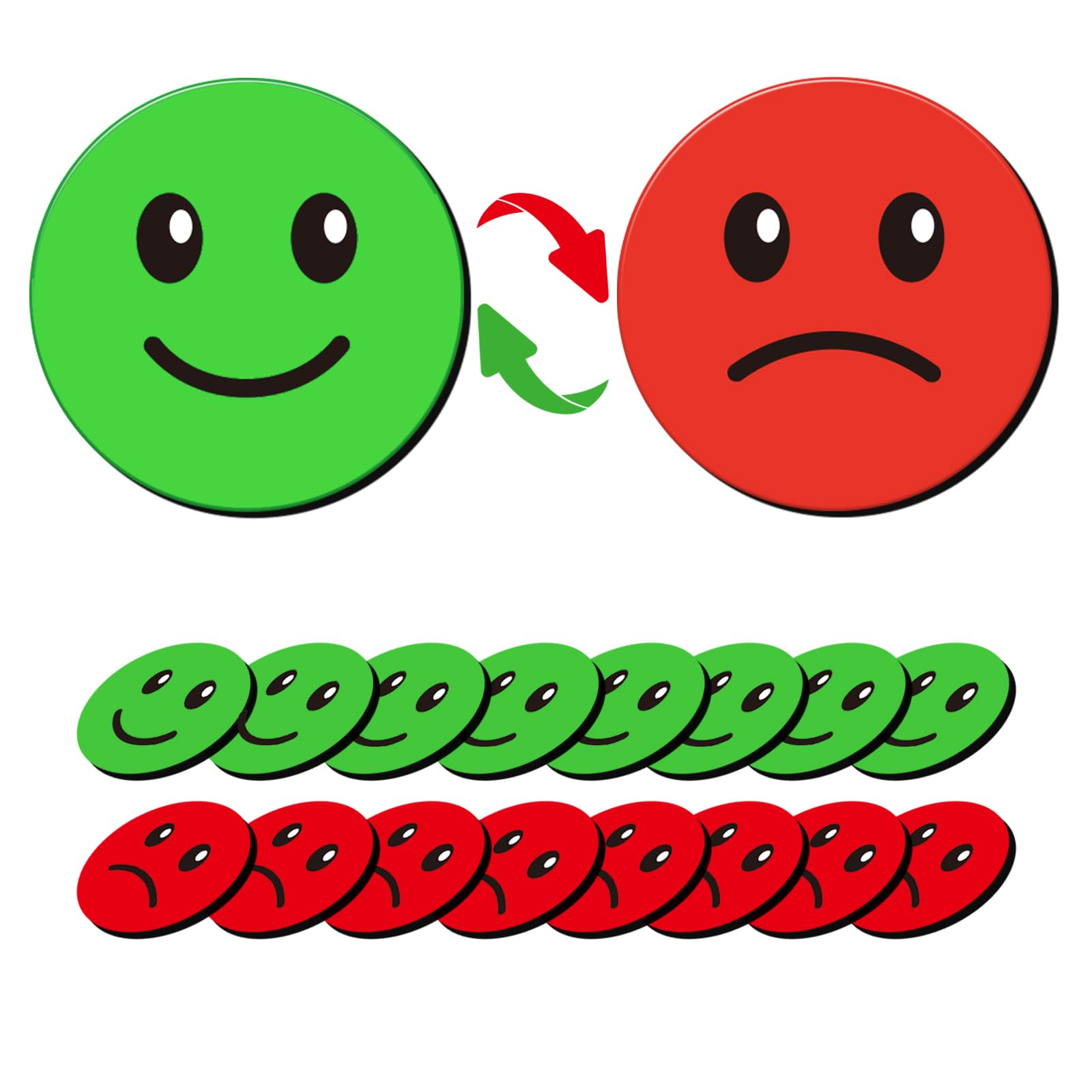 25 Pcs 1” Double-Sided Red Green Smiley Face Magnets, Flip Over Colored Magnetic Dots for Whiteboard, Refrigerator, Office?Smiley Magnets?