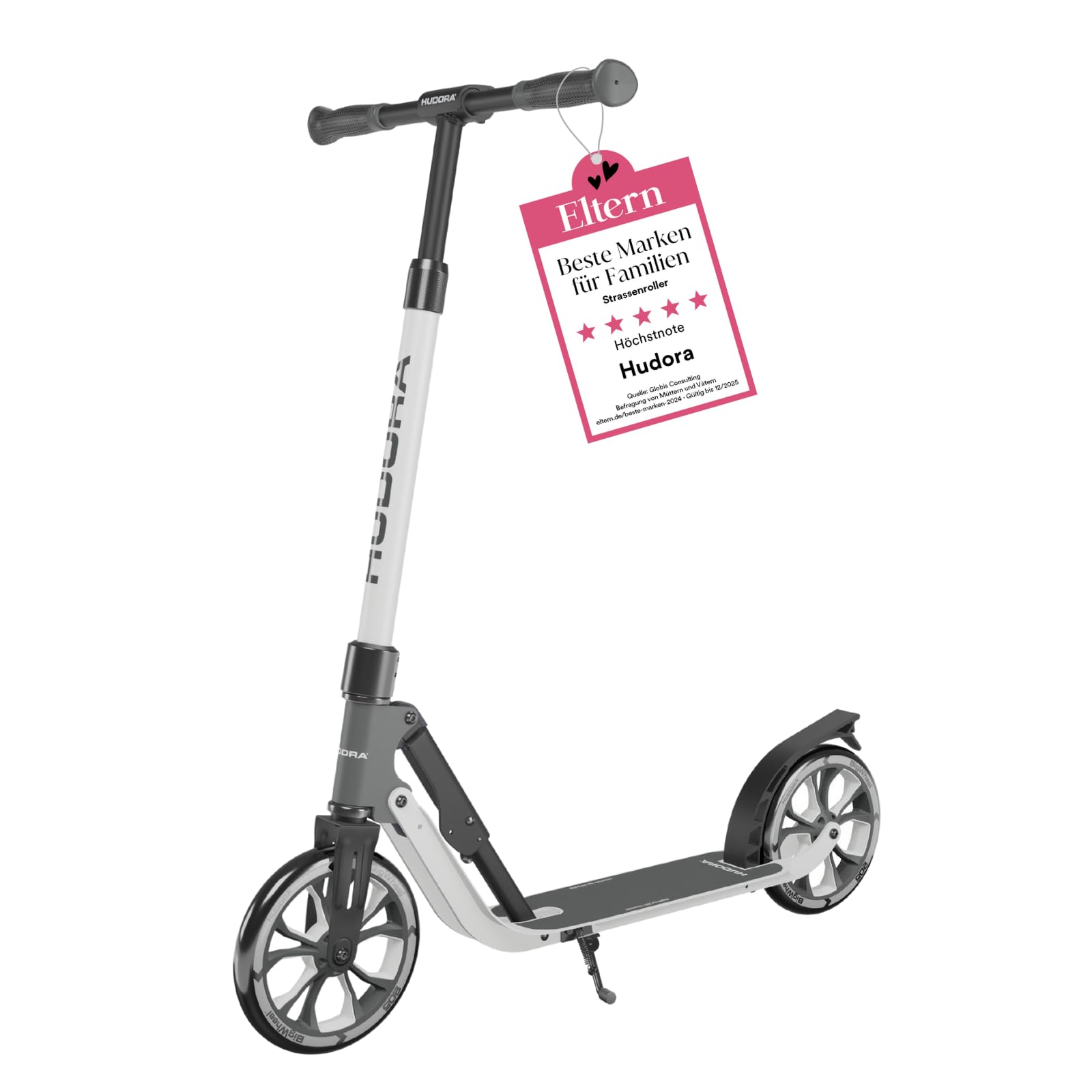HUDORA BigWheel 205 Advanced Scooter - Comfortable aluminium scooter for up to 100kg - Height-adjustable & foldable kick scooter - Kick scooter for children/teenagers & adults