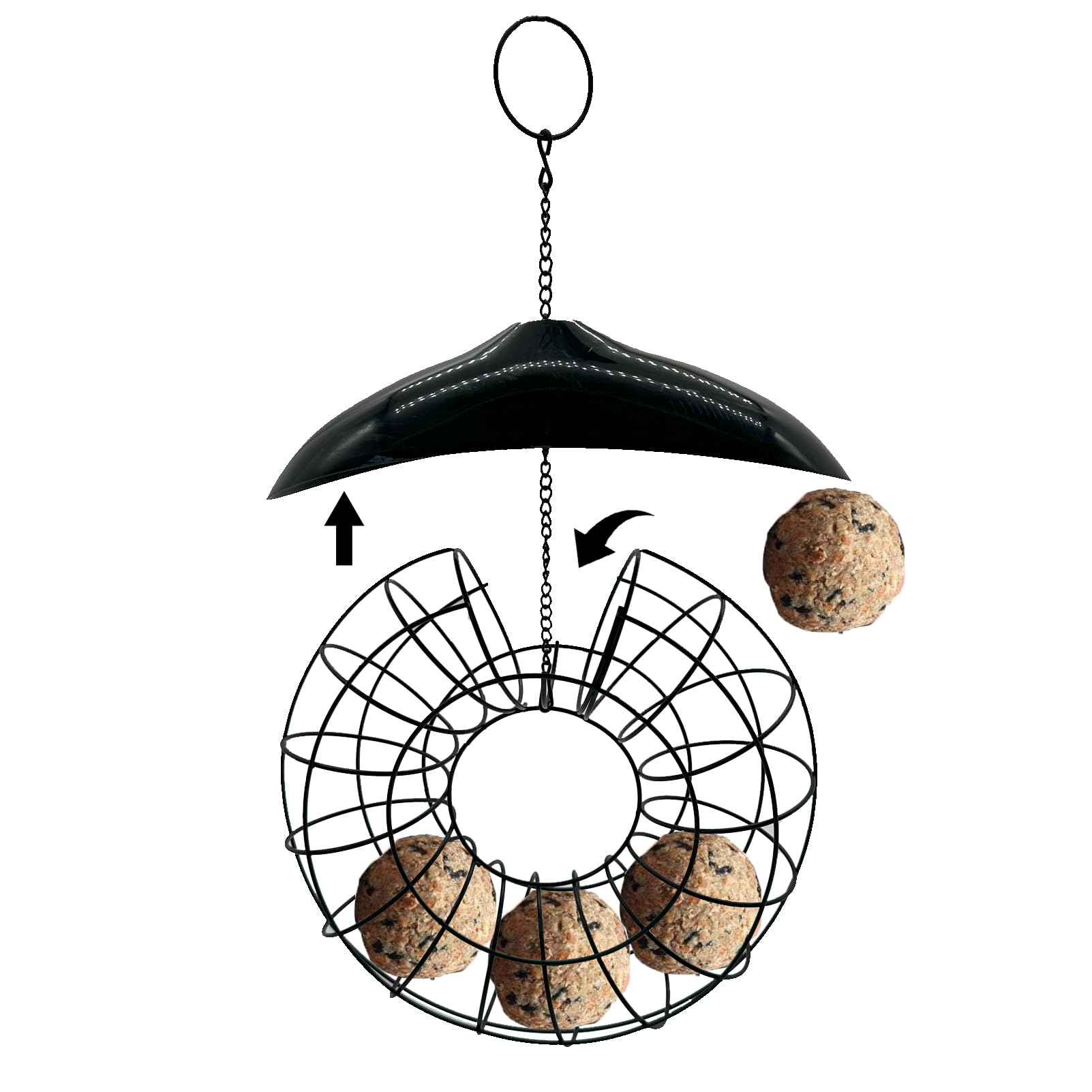 Suet Ball Hanging Wild Bird Feeder Bird Feed Dispenser Suet Ball Holder for Outside Fat Ball Feeder Orbicular Shaped