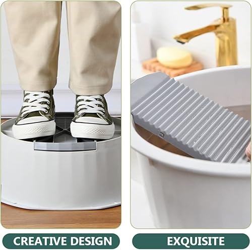 Miniatura 9 de SECFOU 1 Unidades Ropa Interior Lavabo Gris Pañal de Mano Rectangular Portátil Bañera Recién Nacido Sin Lavado Japonés Hogar con Tabla Tabla Cubo