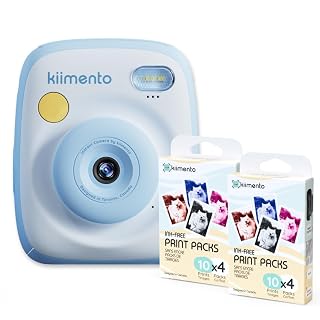 kiimento Ink-Free Instant Print Camera P2 Sky Blue + Two 40-Prink Pack