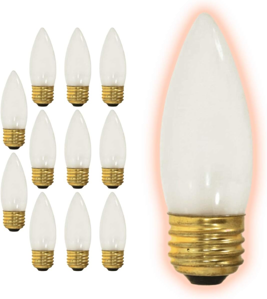 GoodBulb 25 Watt Torpedo Light Bulbs | B10 Frosted Finish Medium E26 Base 2700K Soft White ETF | Dimmable 25W 175 Lumens | Decorative Chandelier Bulbs | Incandescent 12 Pack