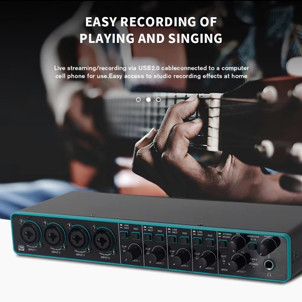 Interfaccia Audio Scheda Audio Interfaccia USB Professionale Studio di Registrazione con Preamplificatore Microfonico per Strumento Musicale