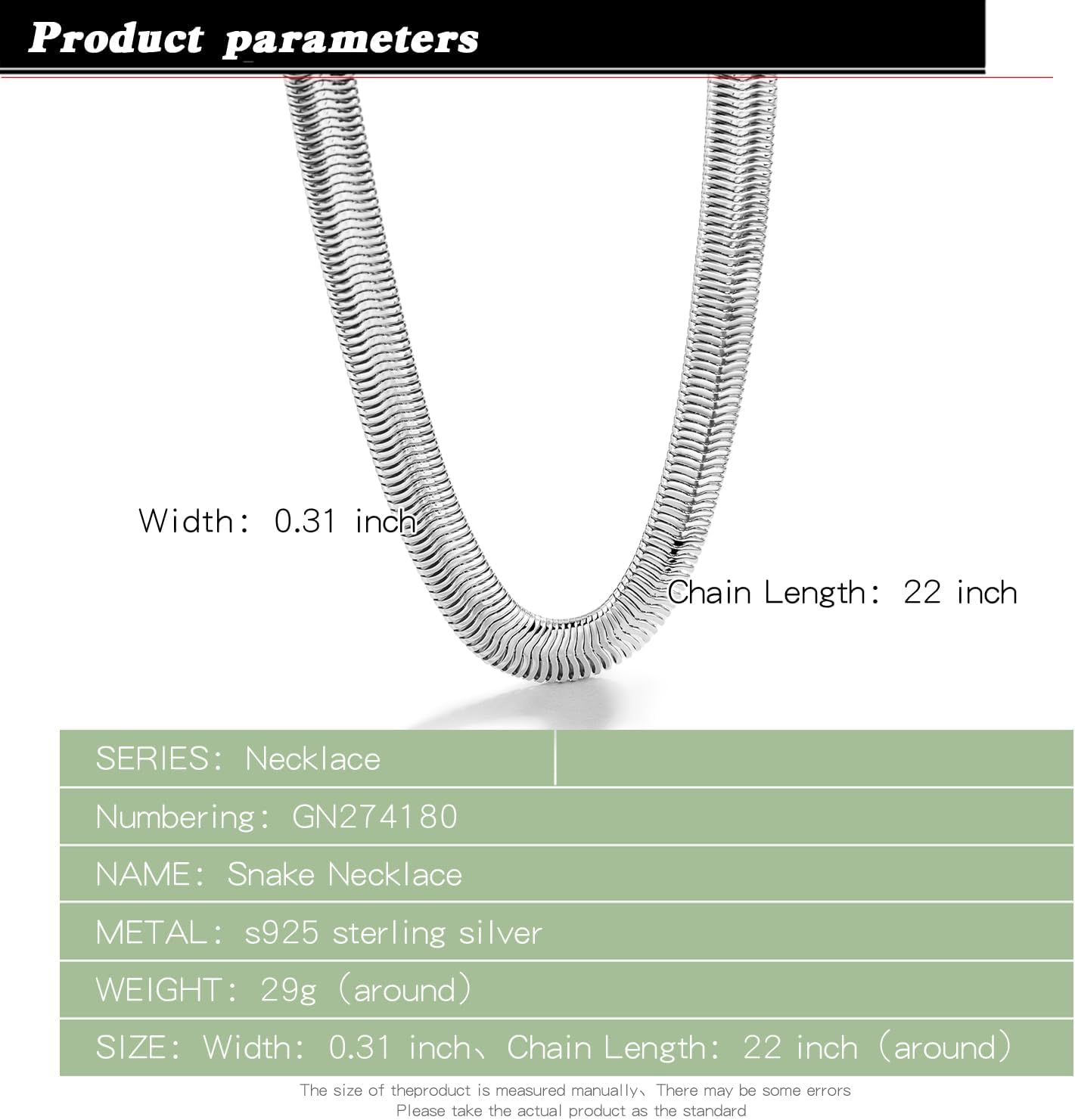 Dankadi Men 925 Sterling Silver Necklace Italian 6MM-8MM Flexible Flat Snake Chain Choker 16-30 Inch 24K Gold plated Fine Jewelry Gifts for Women - Image 4