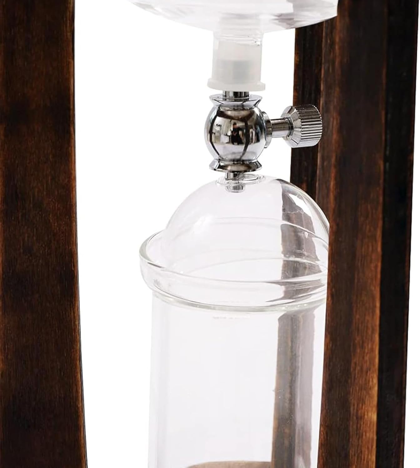 Ice Drip Coffee Maker, 600ml Glass Cold Brew Coffee Maker, with Wood Bracket, Flow Rate Control Valve, for Making 6-8 Cup, Coffee Shops, Cafes, and Offices