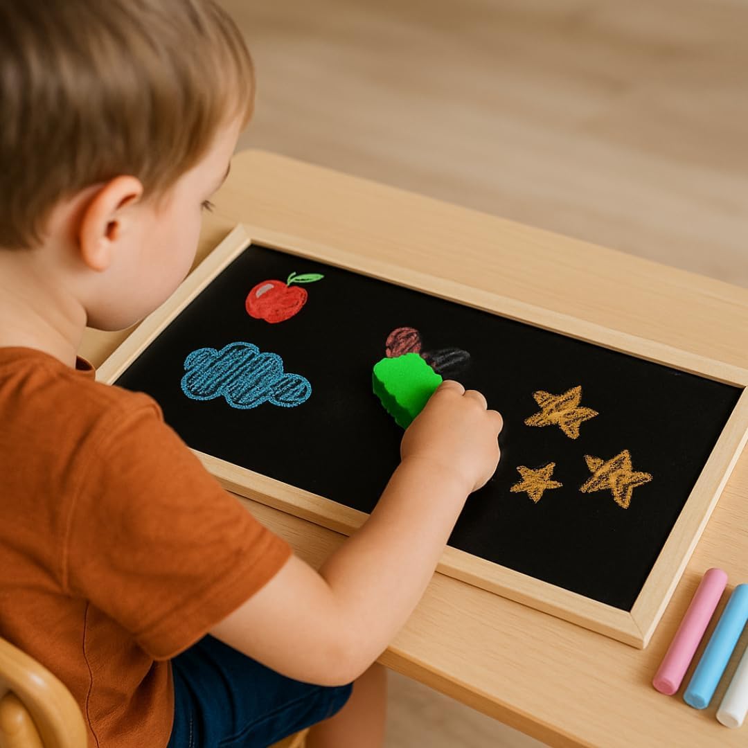 Image secondaire de Tableau Noir PARENCE avec Éponge de Nettoyage - Ardoise Effaçable 29x21 cm