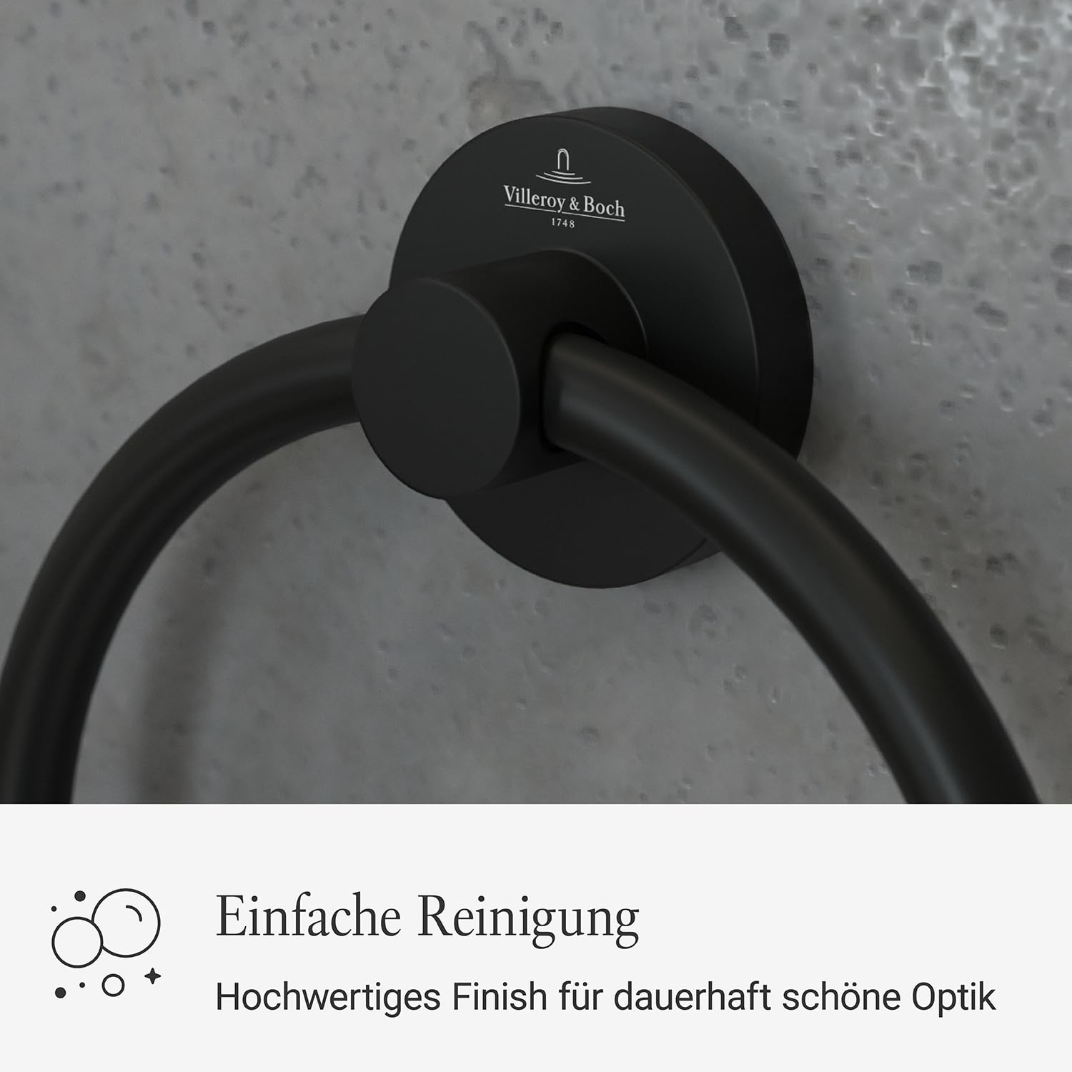Villeroy & Boch Elements Tender Handtuchhalter, rund – Schwarz Matt
