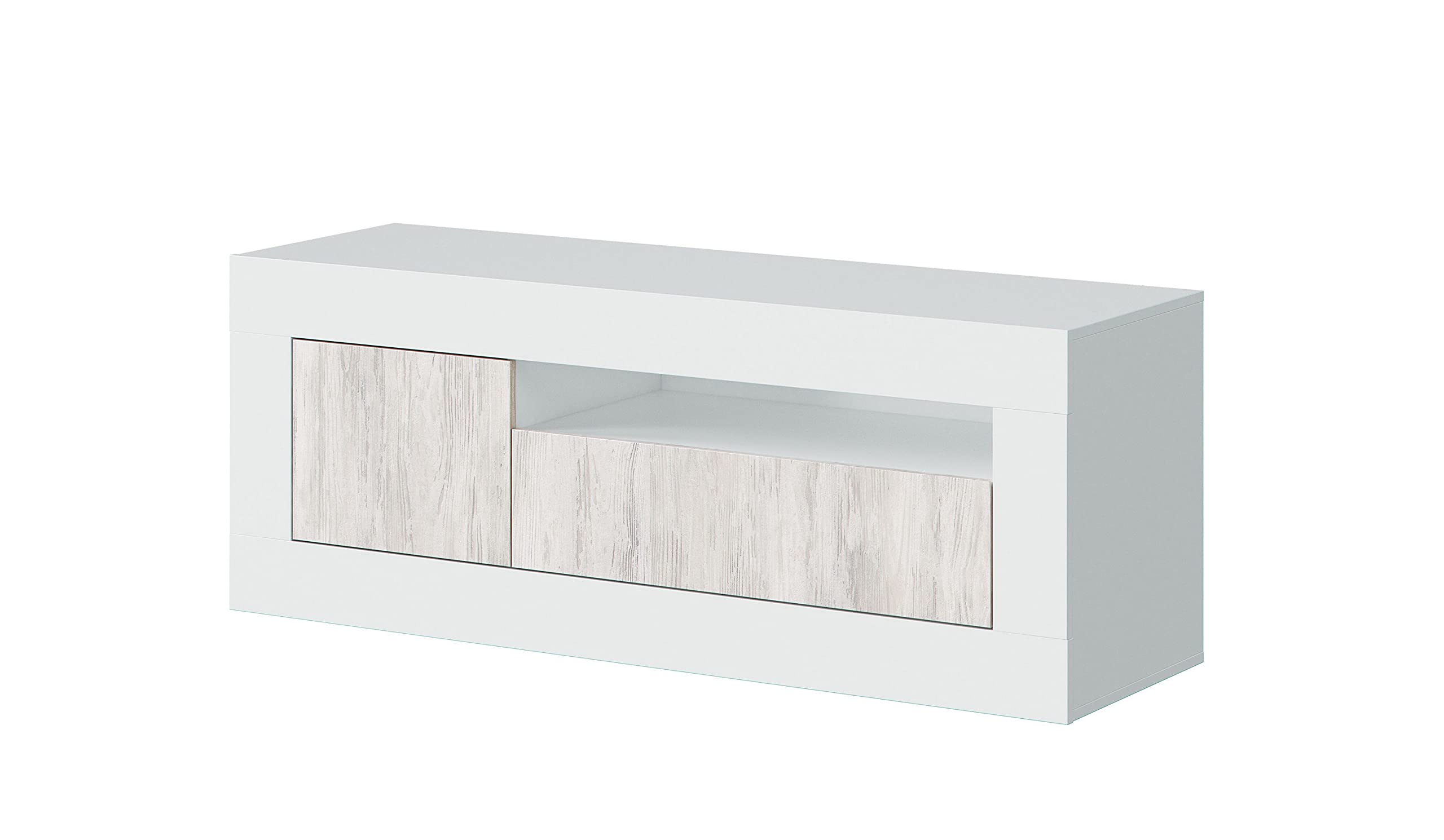 Dmora Mobile da Soggiorno Porta TV Composto da Un modulo a Tre Ante, Colore Rovere e Bianco, cm 139 x 53 x 42