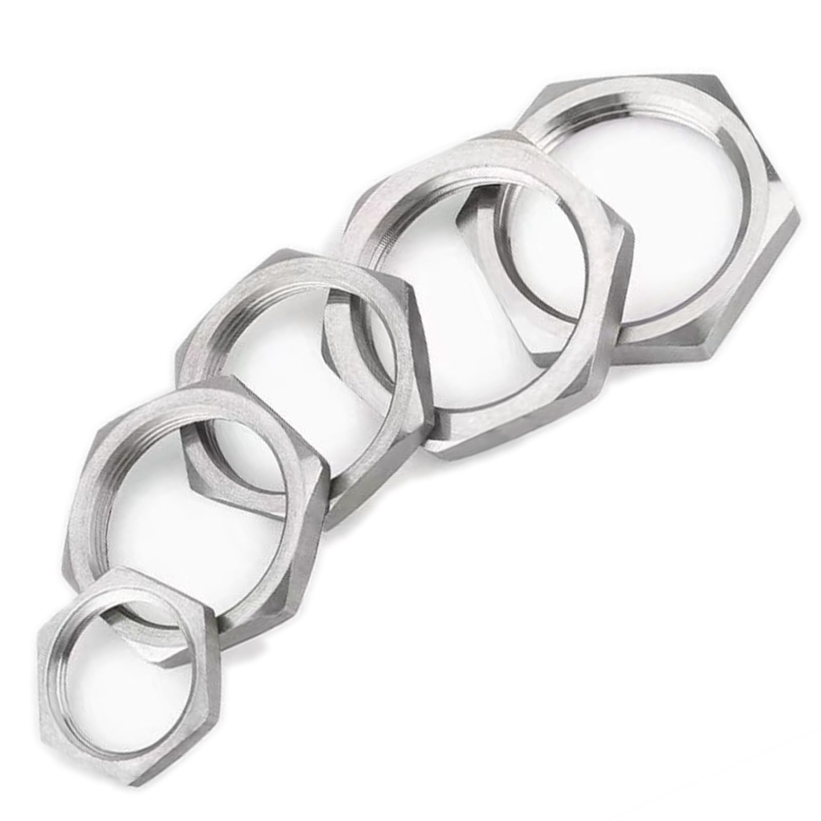 Tuercas hexagonales finas, Tuercas de seguridad métricas finas hexagonales, acero inoxidable 304, varios tamaños, color plateado, paquete 10(M63x1.5)