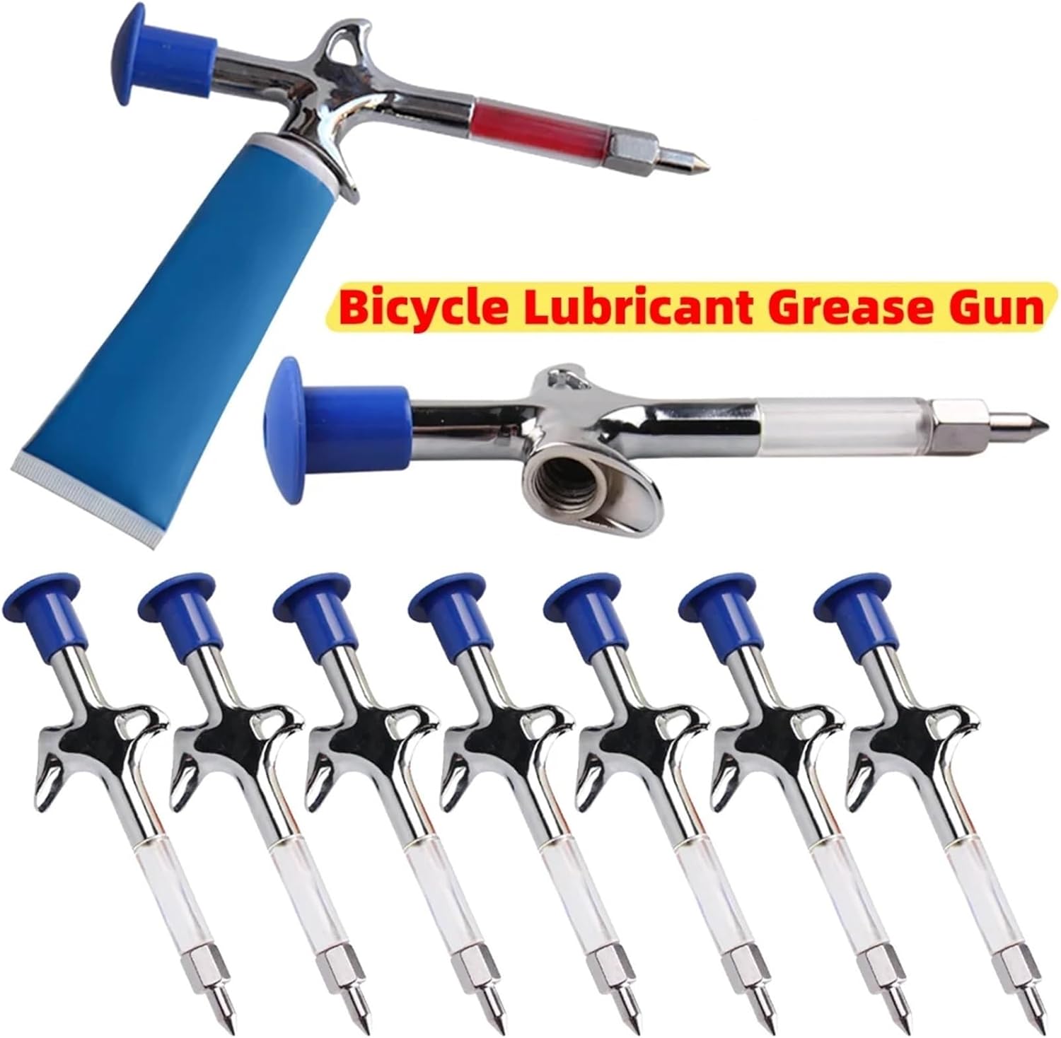 needle grease gun tip 1/4/8pcs Bicycle Grease Gun Multi-function Aluminum Lubricant For Bike Repair Service Tools(8pcs)