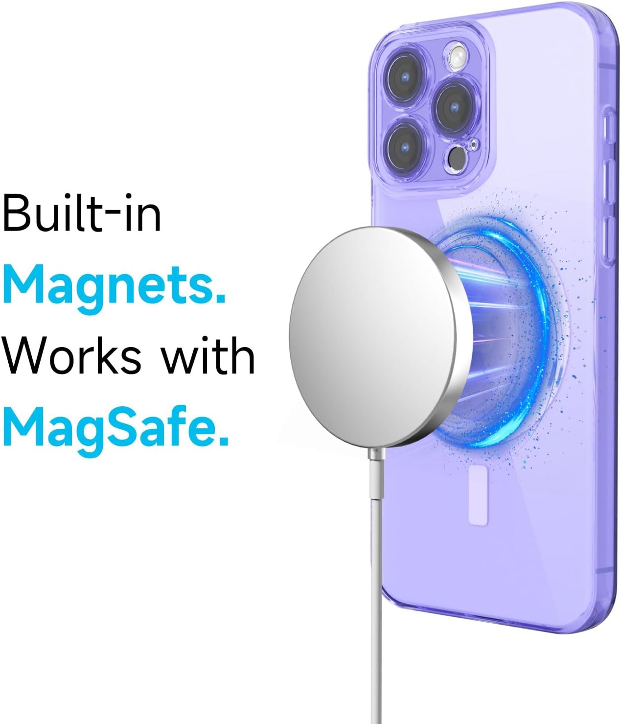 for iPhone 16 Pro Case Clear Compatible with Magsafe Silicone, Transparent Thin Magnetic Mag Safe Case Cute, Girly Aesthetic Trendy Slim Hard Camera Cover Protection, Purple Lavender Lilac - Image 3