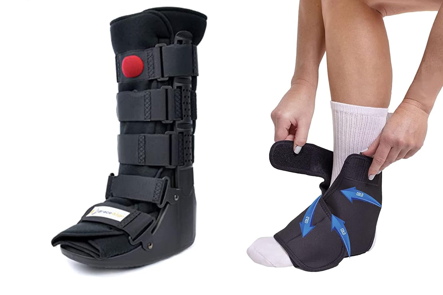 Air CAM Walker Boot Tall + Ankle & Foot Ice Pack Cold Wrap