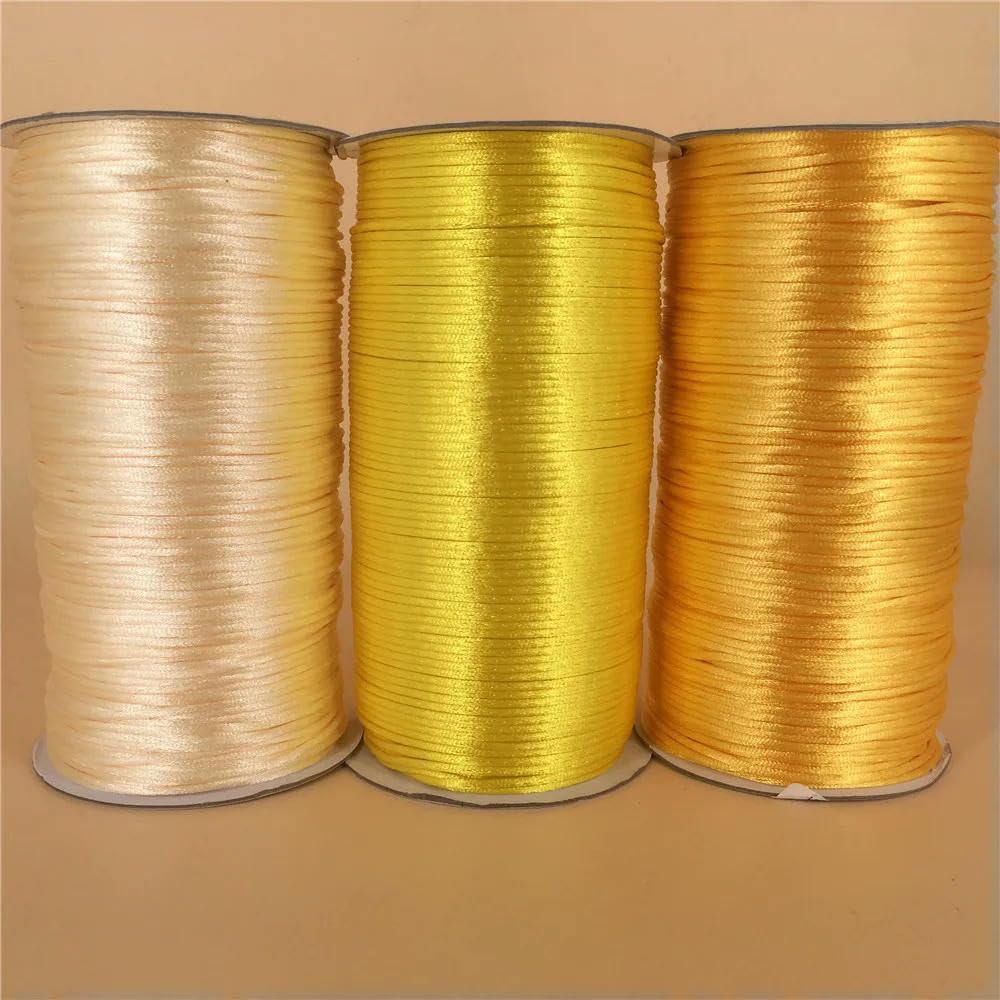 10-225 Metros 2 mm Cordón de macramé Trenzado de Seda, Hilo de macramé, Nudo Chino, satén, para Hacer Pulseras, Accesorios y Abalorios