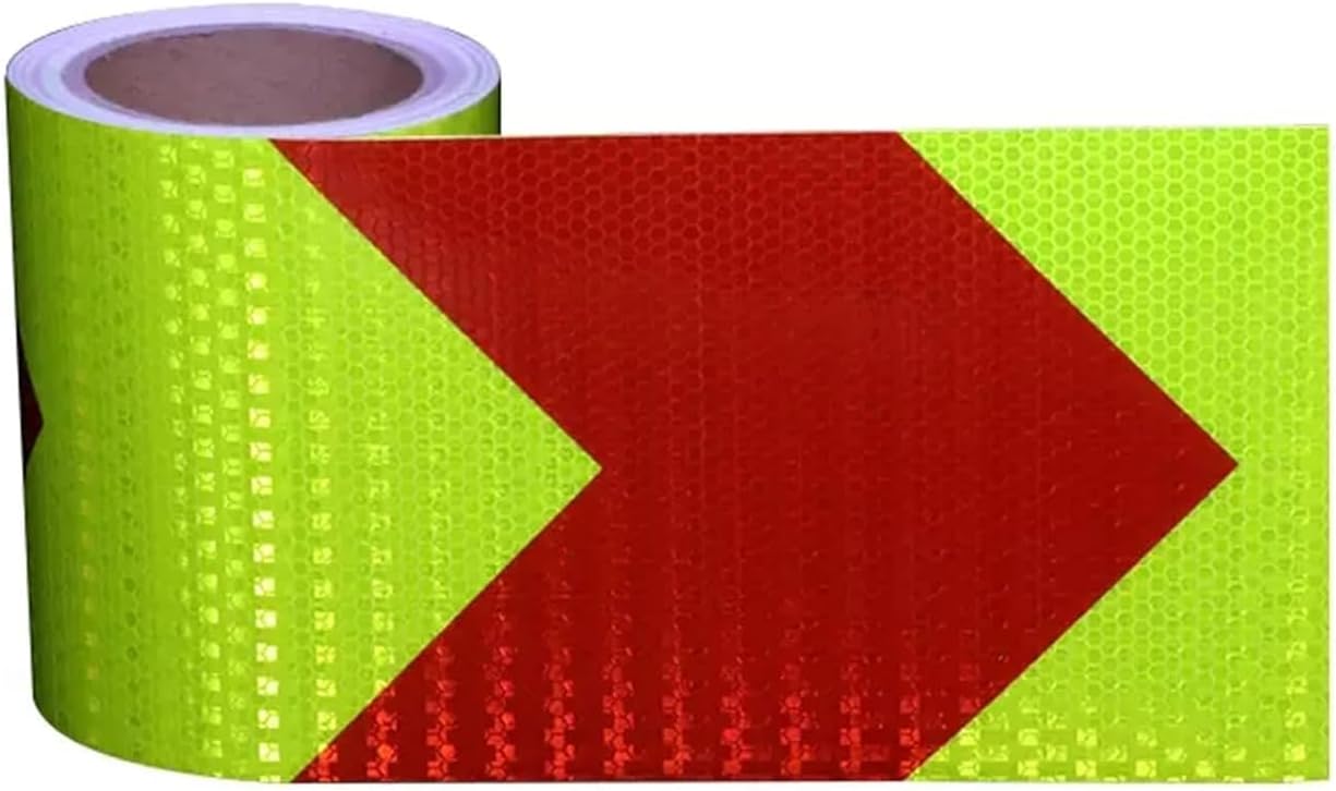 Reflective Tape,Reflective Safety Tape,Safety Warning Tape,Adhesive Warning Tape,6 Inch x 32.8 Feet Arrows Reflective Tape High Intensity Reflective Sticker Self-Adhesive,(Red Green)