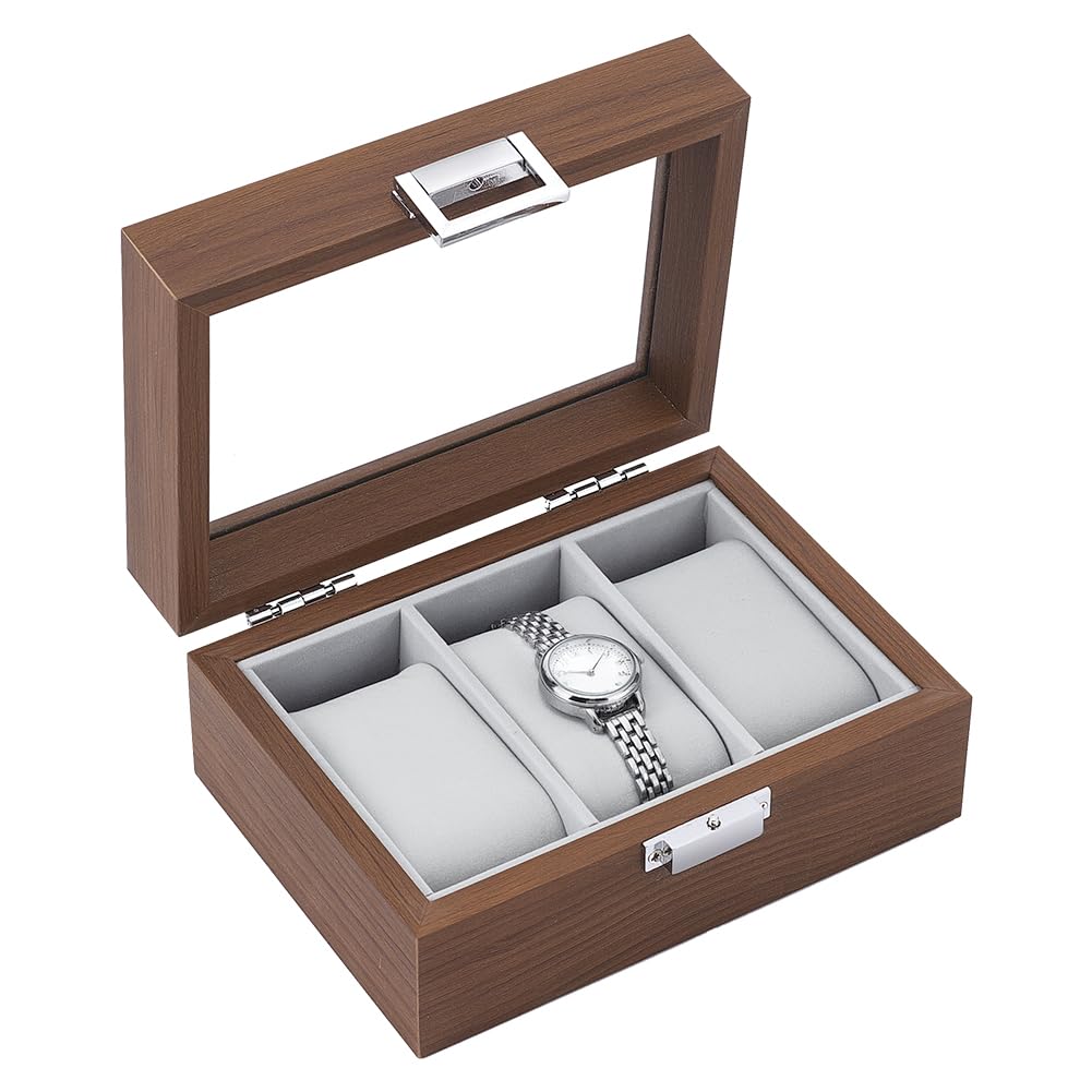 Boîte à bijoux pour homme et femme UNICRAFTALE en bois marron chic