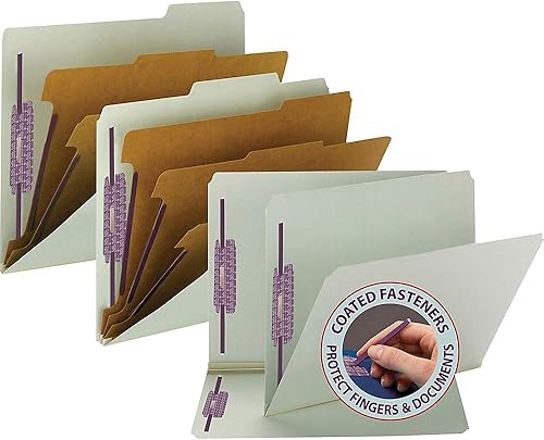 Miniatura 3 de Smead Carpeta de archivos de clasificación de cartón prensado con pestañas finales 100% recicladas con cierres SafeSHIELD, 3 divisores, expansión de
