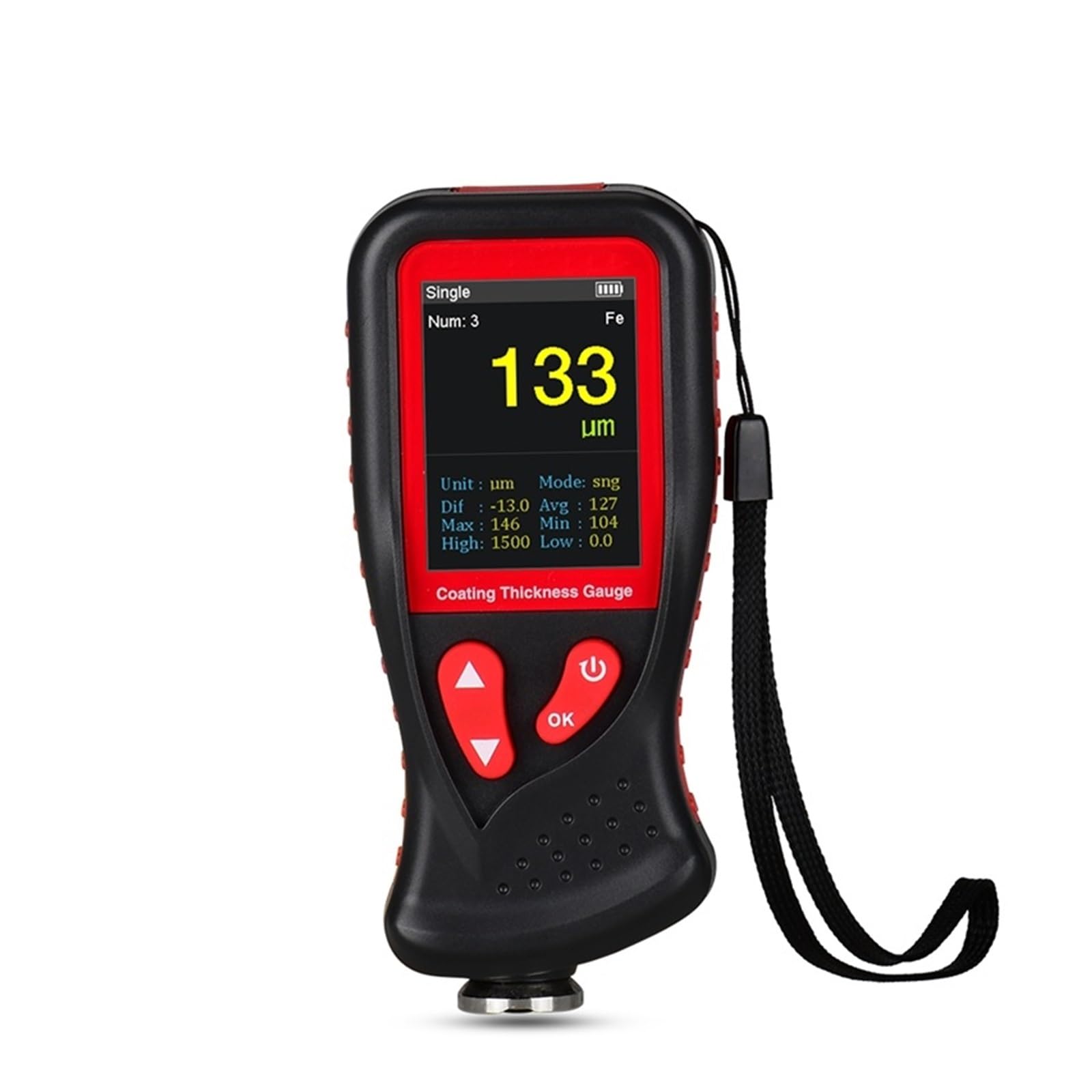 Spessimetro Vernice, Misuratore di spessore del rivestimento Pellicola for auto Misuratore di spessore digitale Tester 0-1300um Misuratore di spessore for vernice for carrozzeria ricaricabile LCD