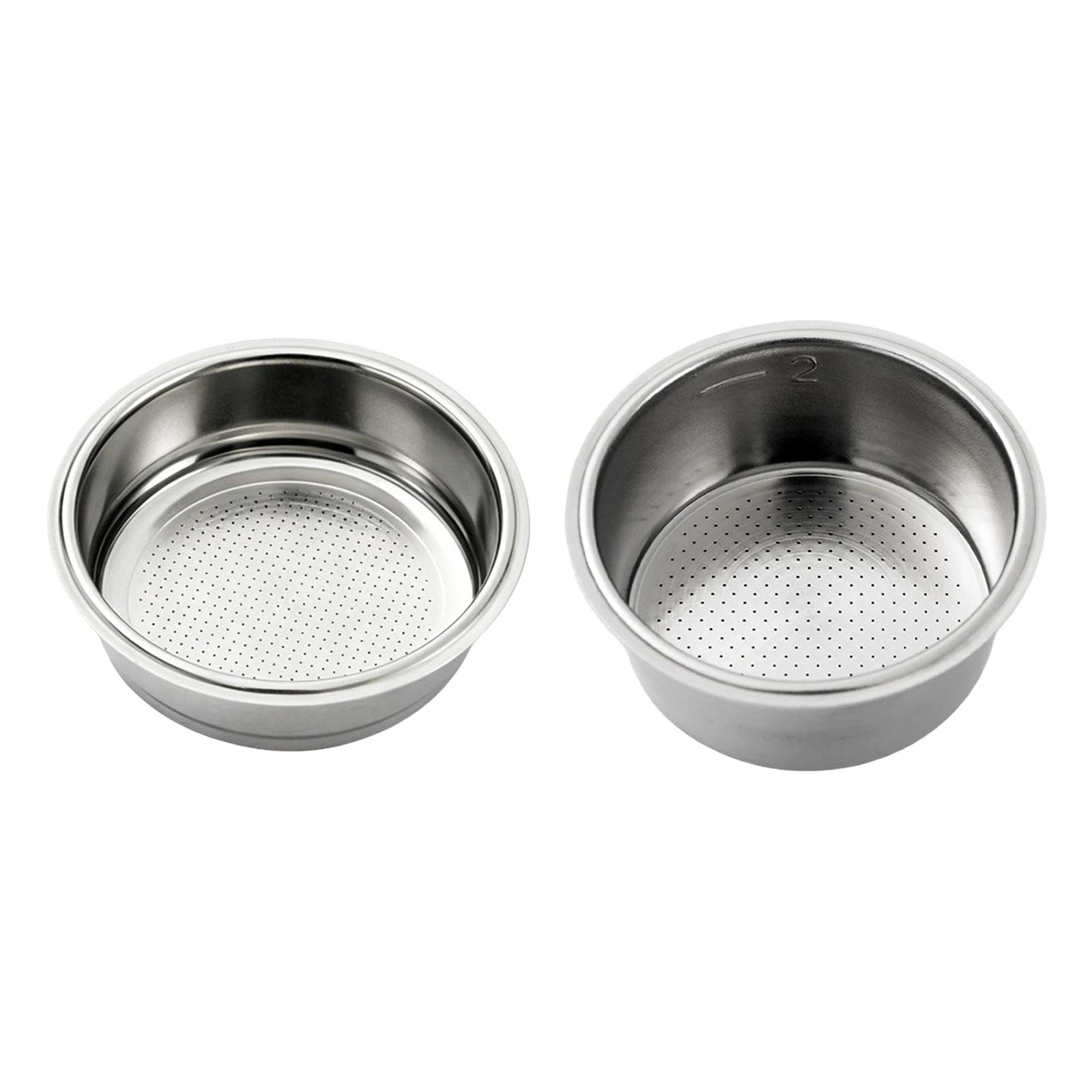 2PCS Stainless Steel Coffee Filter 51mm Coffee Portafilter Basket Reusable Replacement Portafilter Basket Espresso Machines Accessories for High Pressure Coffee Machine (Double & Single Cup)