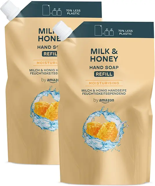 Amazon Milk & Honey Hand Soap Refill, 2 x 1000ml - Moisturising & Gentle