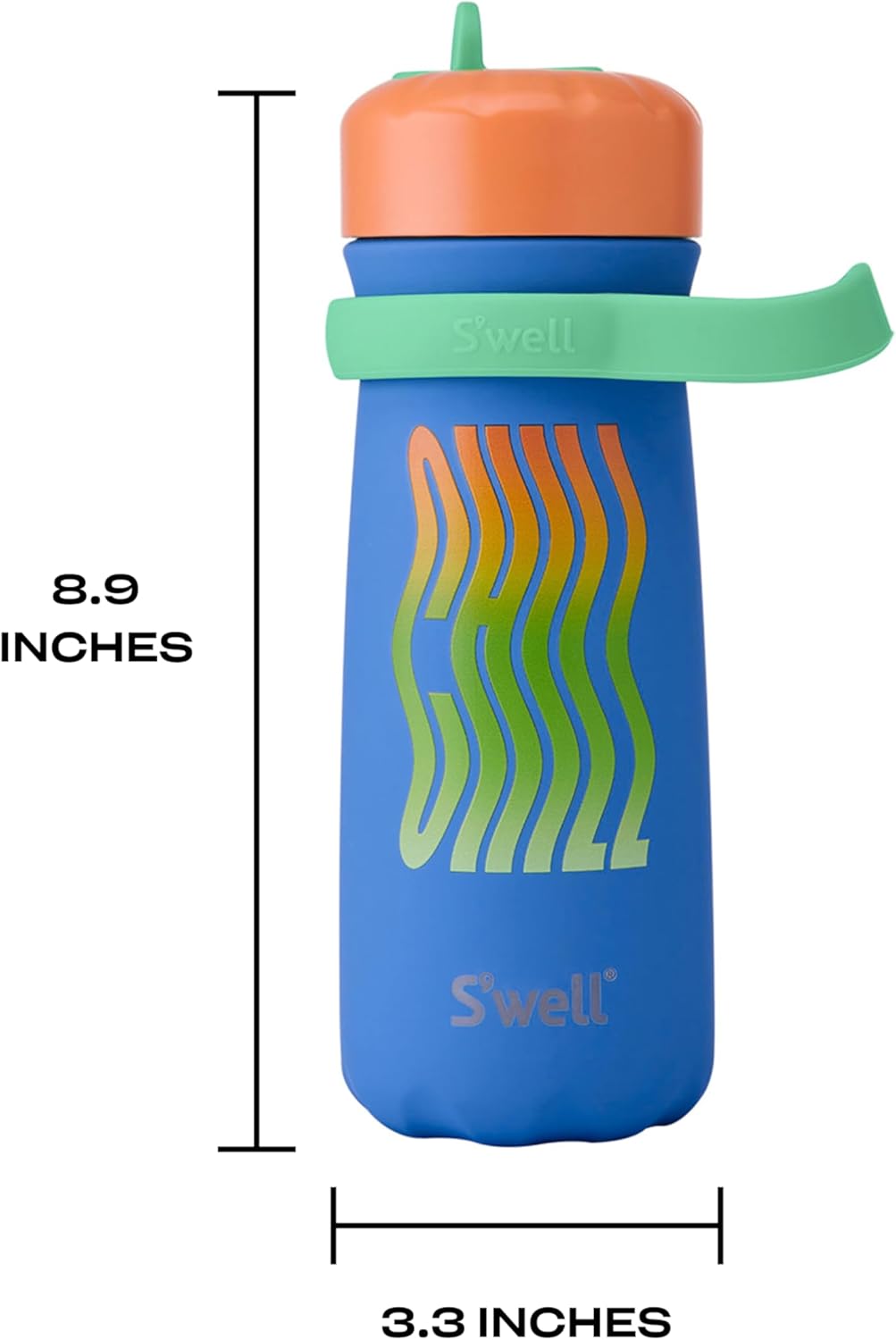 S'well Stainless Steel Kids Traveler with Flip Straw Lid, 16oz, Blue Chill, Triple Layered Vacuum Insulated Containers Keeps Drinks Cold for 24 Hours, BPA Free, Easy Carrying On the Go
