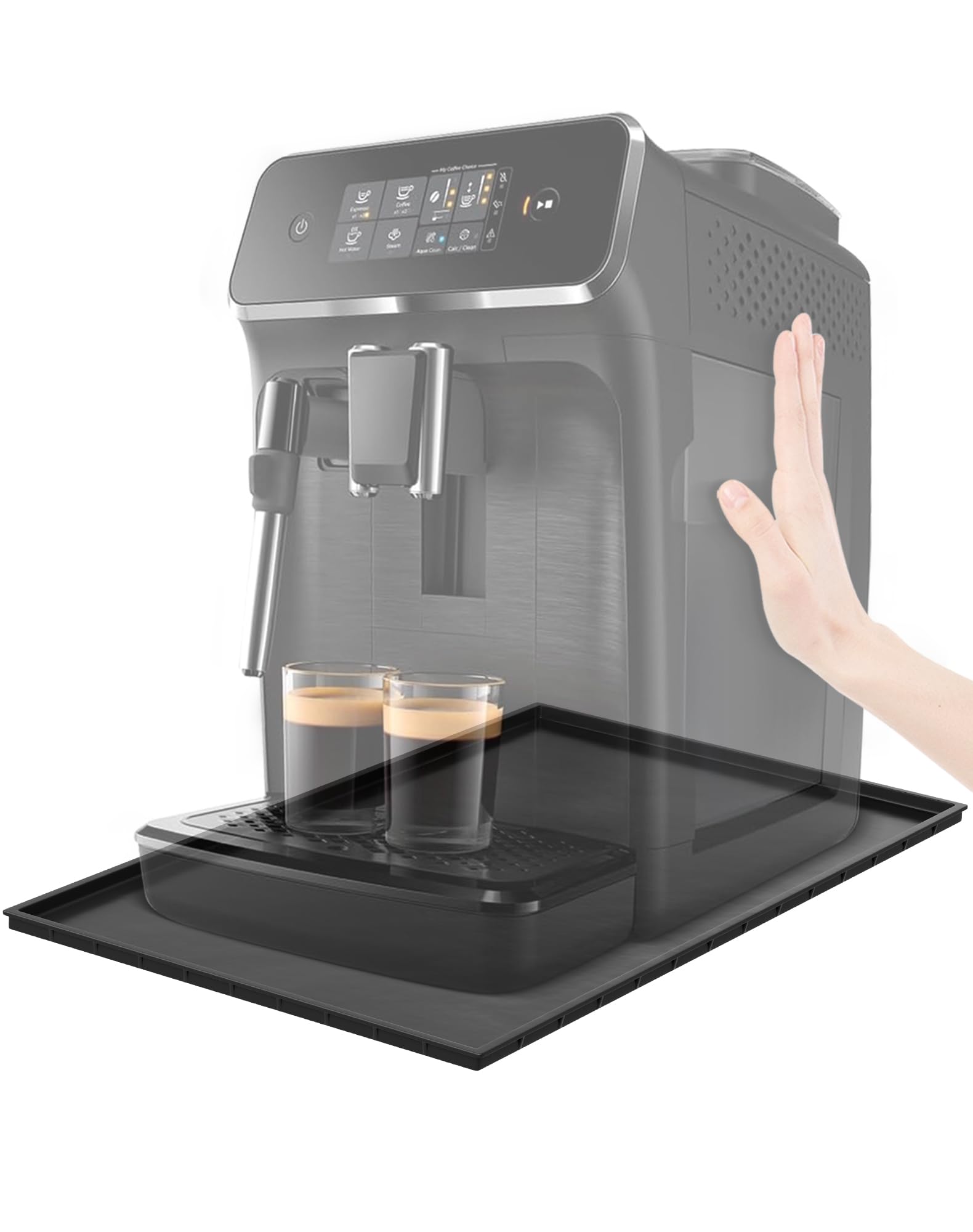 Alfombrilla para Máquina de Café 48x29 cm Base de Silicona para Cafetera alfombrilla Espresso Automática Coffee Mat Compatible con De'Longhi Magnifica, Krups, Philips LatteGo, Cecotec