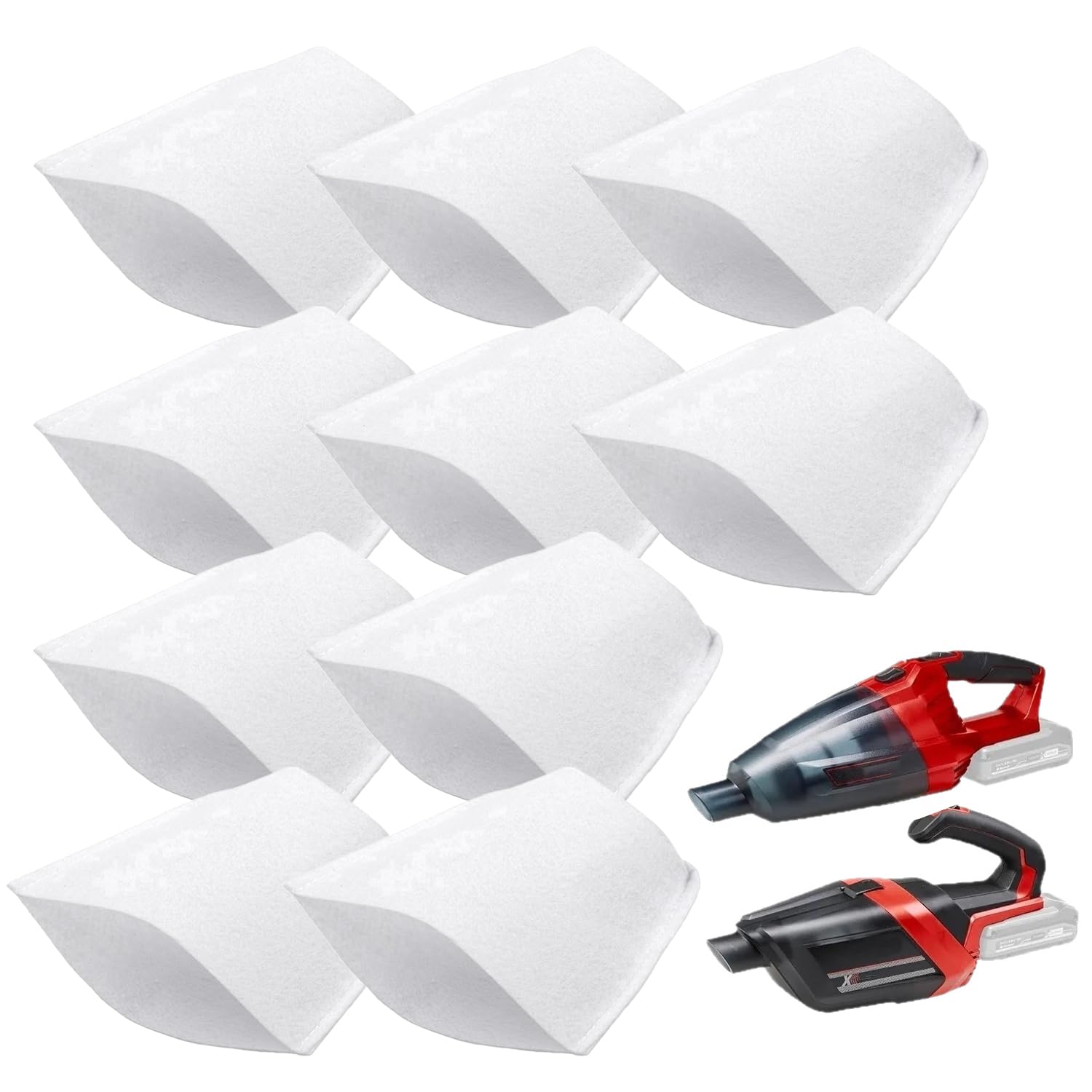 WADUBI 10 Pack Replacement Filter Bags, Compatible With Einhell Power X-Change TE-VC 18 Li-Solo And TE-HV 18/06 Li-Solo, Reusable Accessories For Handheld Vacuum