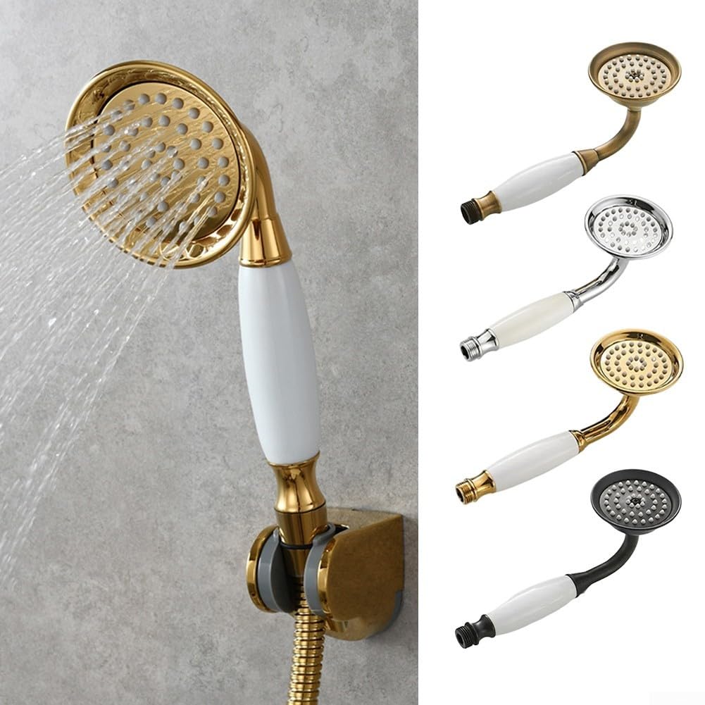 Antyczna ręczna głowica prysznicowa ze stali nierdzewnej - retro spray prysznicowy w stylu telefonu złote i czarne chromowane wykończenie idealna do łazienek vintage i luksusowych pryszniców