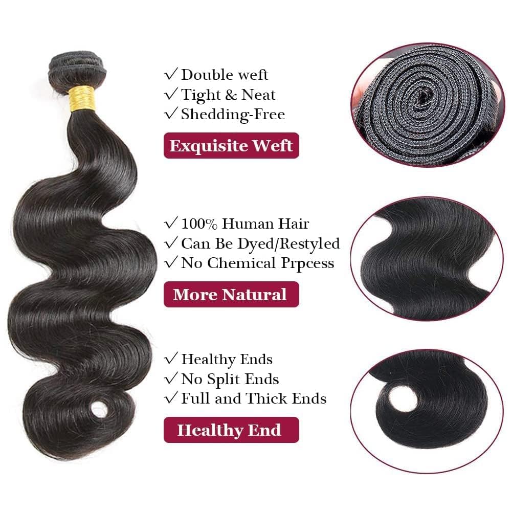 Human Hair Bundles 24 24 24 Inch 12A Body Wave Bundles Human Hair 100 Percent Unprocessed Brazilian Weave Bundles Human Hair Extensions For Black Women Natural Color