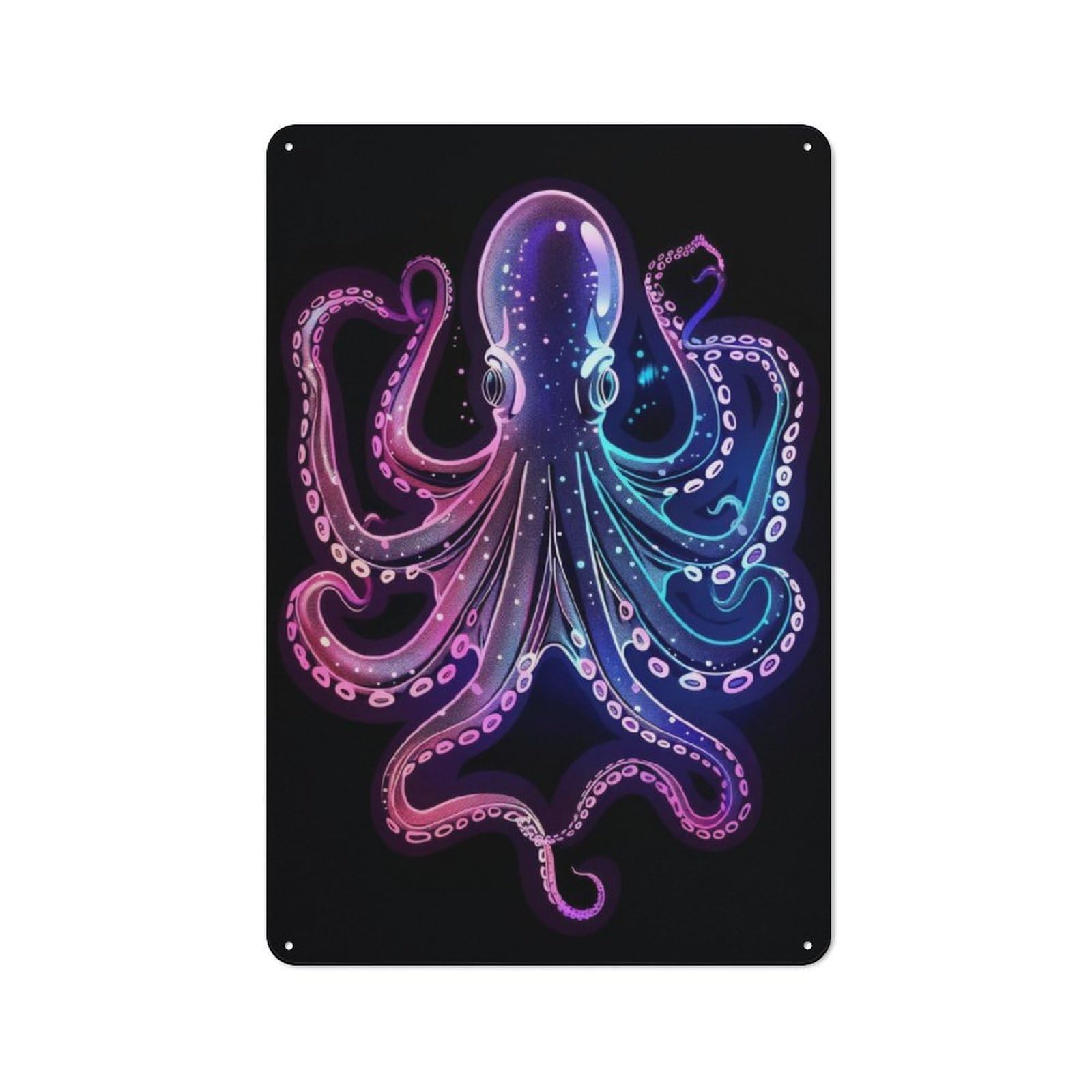 Junmoney Octopus Animal Neon Retro Metal Wall Sign 30X20cm With For Garage Wall, A Decorative Metal Sign For Garages And Workshops