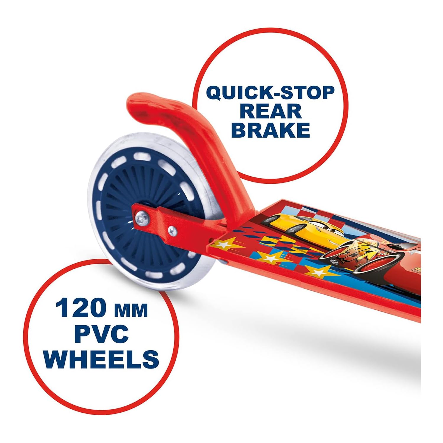 Mondo Toys Alu Scooter CARS – Patinete Infantil De Aluminio De 2 Ruedas Con Manillar Regulable, Plegable, Ruedas De 120 Mm Y Freno Trasero, Color CARS, Modelo 18100