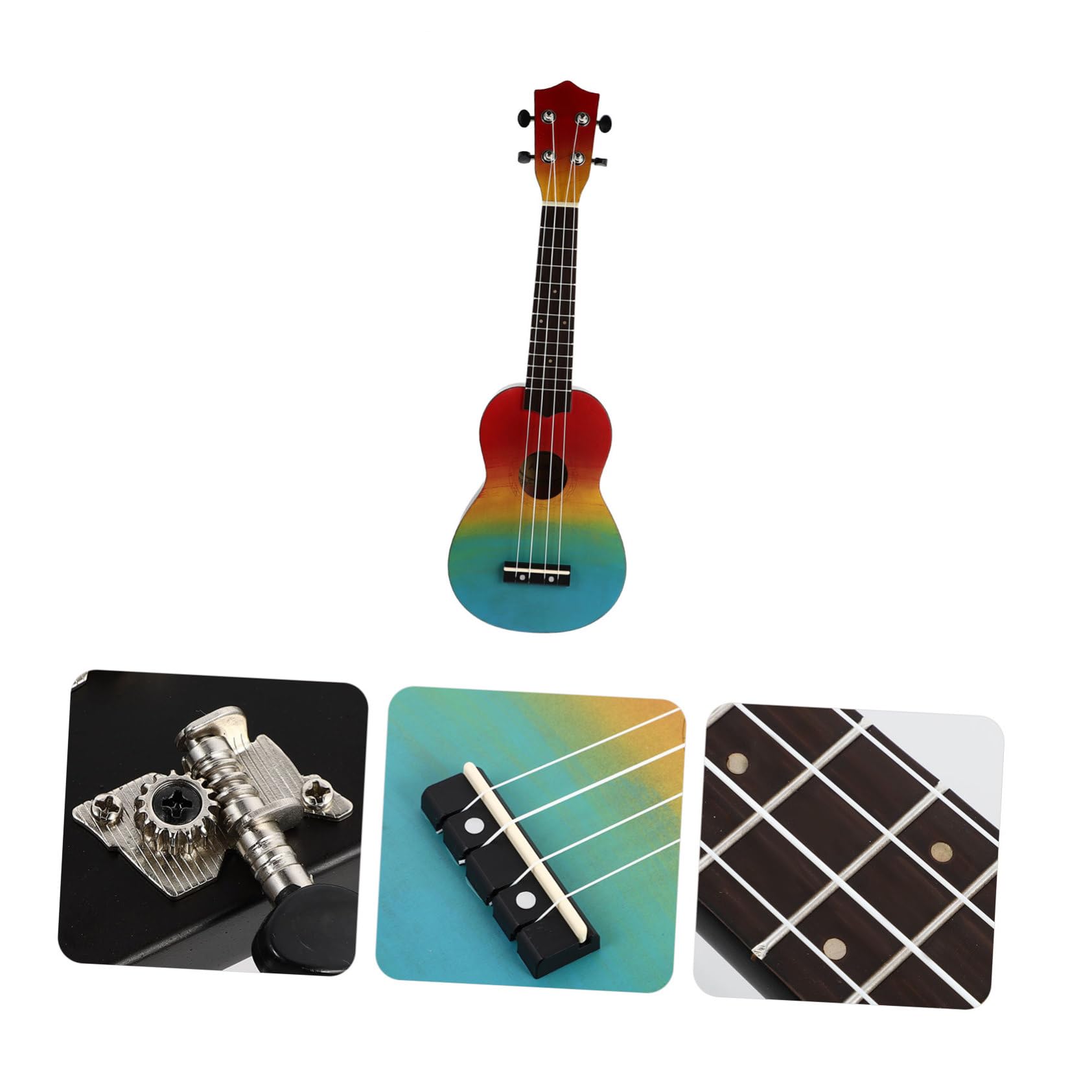 VICASKY 21-Zoll Ukulele Lernset für Kinder mit Rucksack Handgemaltem Regenbogen Design und Tasche Synthetic Material 1 Satz
