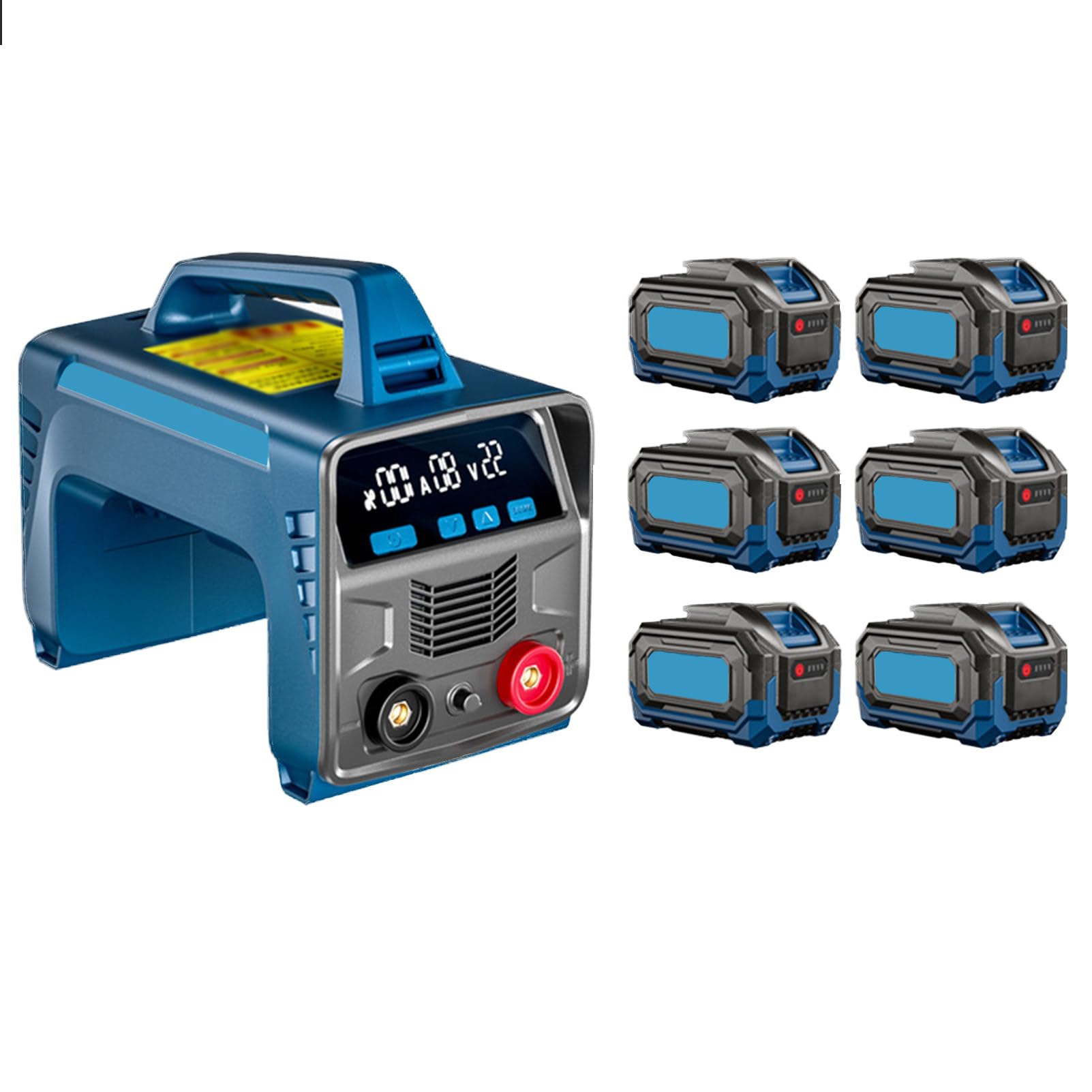 Saldatrice alimentata a batteria con display LED, inverter IGBT digitale, saldatura a bastone portatile e nucleo di flusso, include 2 batterie