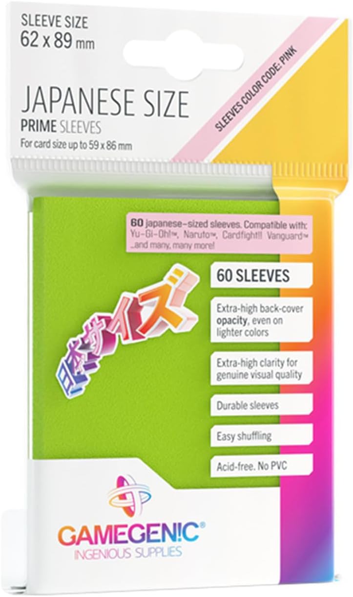 GameGenic Prime Japanese Size Card Sleeves – Lime 60CT – Smooth & Tough – for Cards Measuring Up to 59mm x 86mm - Compatible with Pokemon, Yugioh, and More!