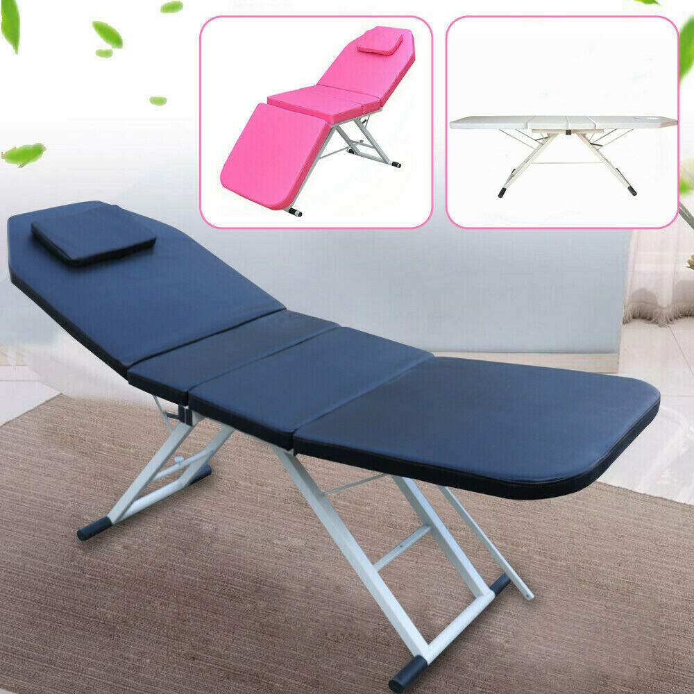 Futchoy Tavolo da massaggio pieghevole a 3 sezioni pieghevole lettino massaggiante portatile letto di bellezza SPA Salon letto cosmetico per salone spa bellezza (rosa)