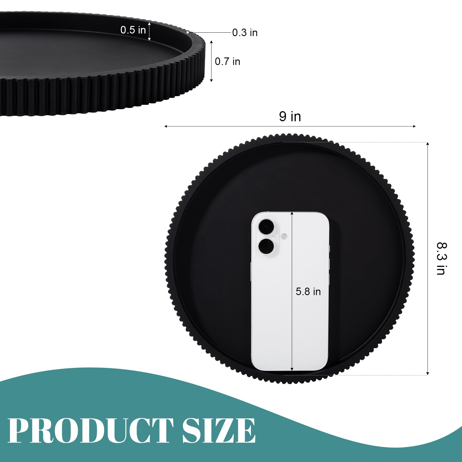 Silicone Bathroom Tray - Black Perfume Organizer -6
