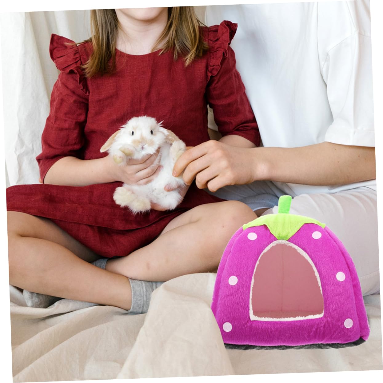 Escondite Cálido para Hámster y Conejillo de Indias, Tienda de Campaña de Tela Lavable, Tamaño M, Color Púrpura, Refugio Cómodo para Jaula de Roedores Pequeños