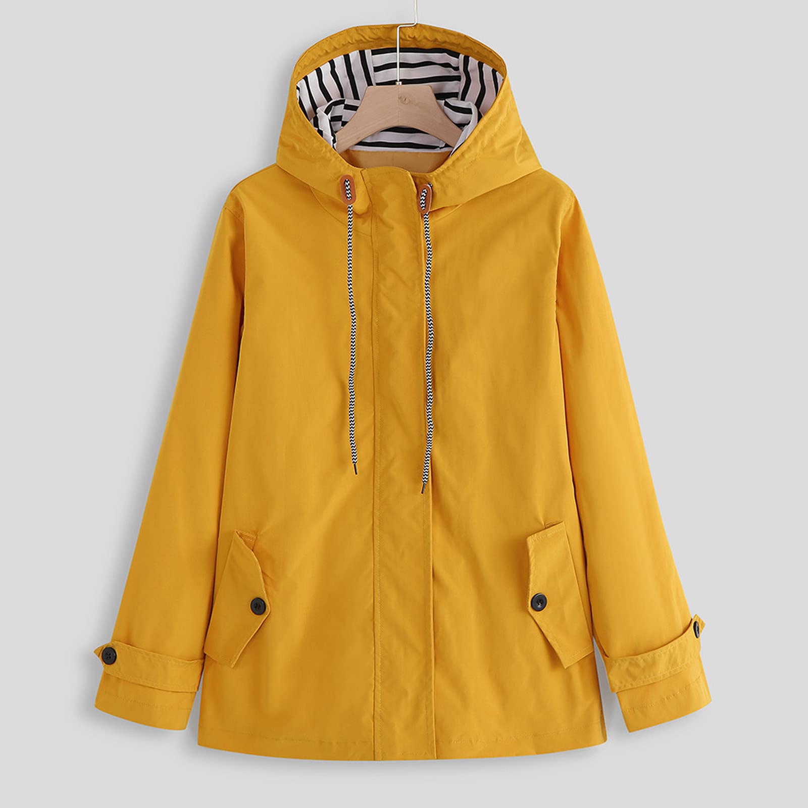 Chubasquero para mujer, impermeable, a prueba de viento, funcional, tallas grandes, negra, softshell, amarilla, entretiempo, chaqueta ligera con capucha para primavera, otoño, para senderismo