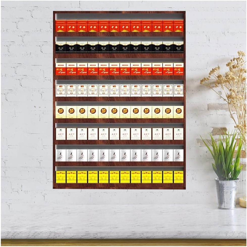 Store Display Shelves, Cigarette Display Holder, Supermarket Convenience Store Cigarette Rack, Multi-tier Wall Mounted Cigarette Case Rack, Supermarket Shelf Organizer ( Color : Brown , Size : 70x3x90