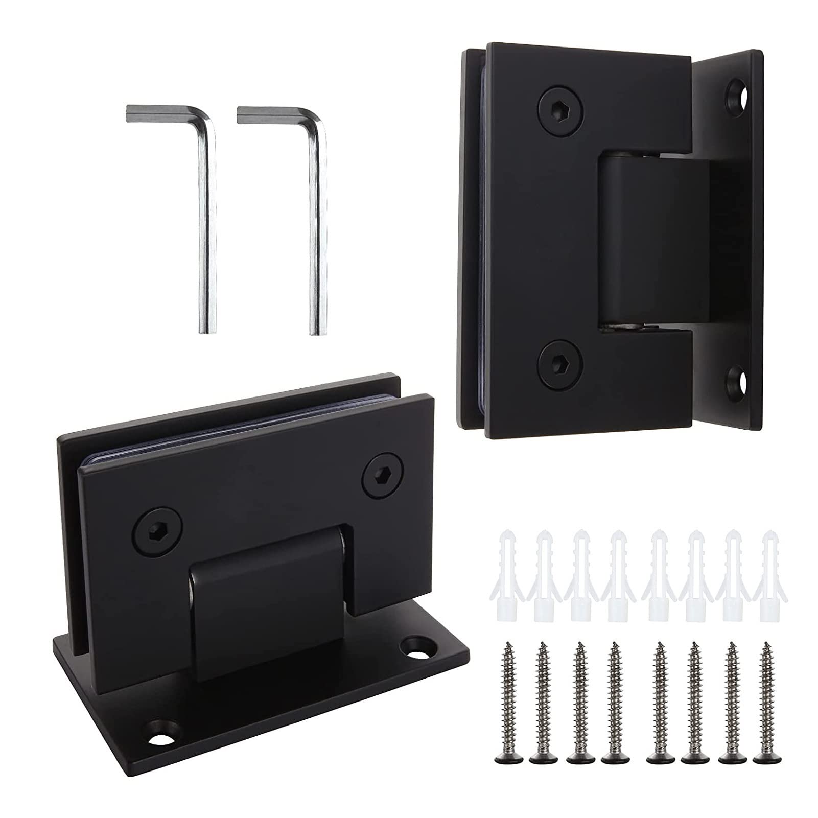 AUNANGLJSCS 2 Pack Heavy Duty 90° Glass Door Hinges, Stainless Steel 304 Wall Mounted Shower for 6-12mm Frameless