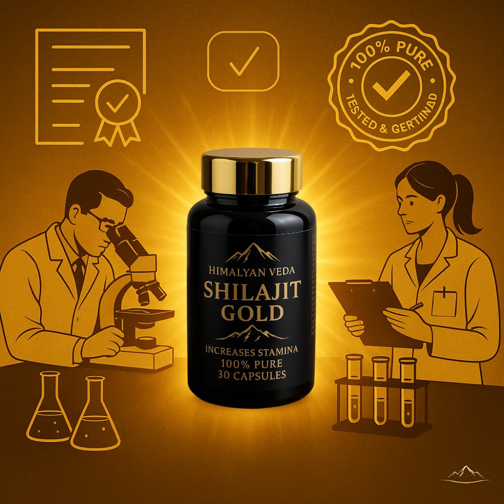 HIMALYAN VEDA Shilajit Gold Capsules for Men & Women | 30 Ayurvedic Capsules with 24 Carat Gold, Ashwagandha, Gokshura & Safed Musali | Natural Herbal Supplement for Energy, Stamina, Strength & Daily Wellness Support — Amazon image 7