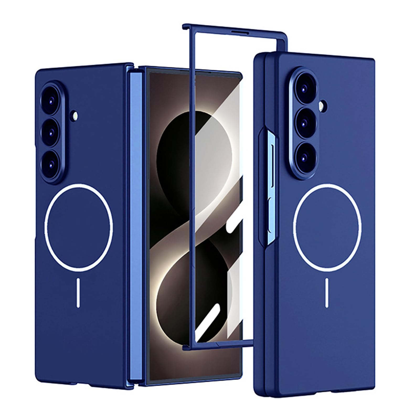 Custodia Magnetica For Samsung Galaxy Z Fold 8 Ultra, Protezione For Schermo In Vetro Cover Sottile Smerigliata Wireless Custodia Antiurto For Ricarica Temperata(Blue)