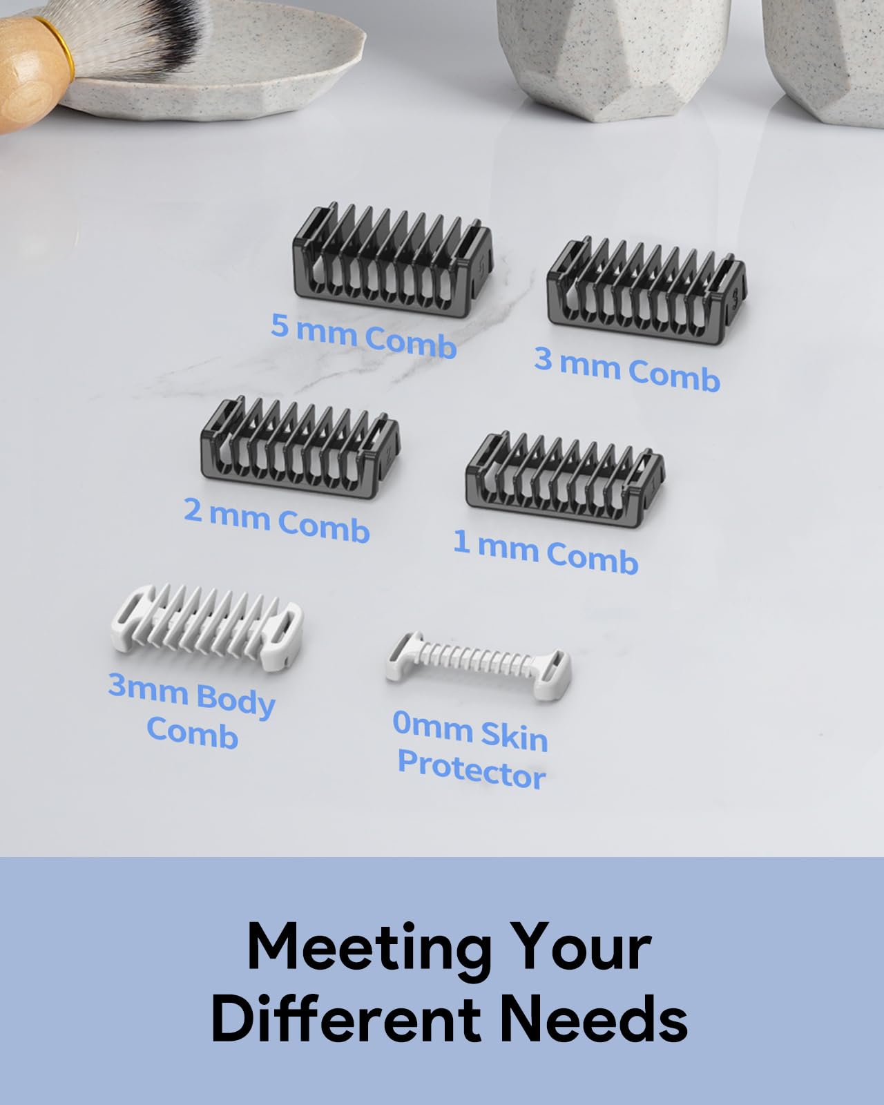 Peines de Protección 1/2/3/5 mm con Soporte, Peine Guía Compatible con OBlade Pro QP2734 QP2824 QP25xx QP26xx QP65xx QP66xx, Soportes para Recortadora (6 Piezas + Soporte) — view 7